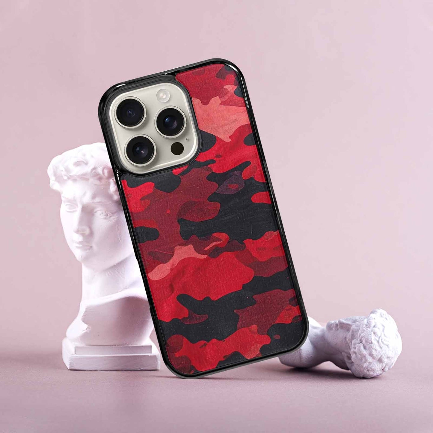 iPhone 16 Pro Case — Tactical Camo Red Black Custom, Customized Protective Case
