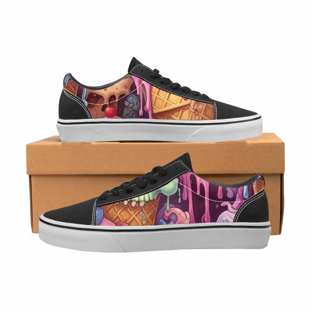 WOMEN'S Ice Cream Monsters Lace-Up Canvas Vivid Custom Sneakers