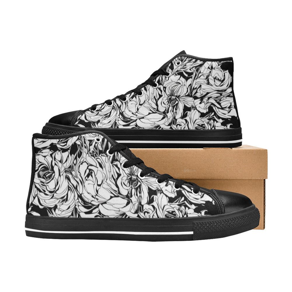 WOMEN'S Ink Art High Top Canvas Neon Fantasy Custom Sneakers