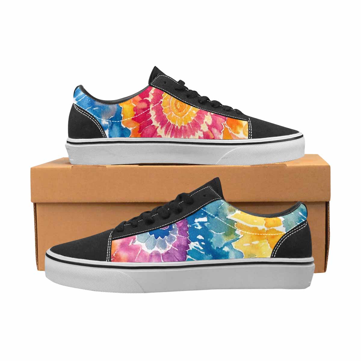 WOMEN'S Tie Dye Swirl Canvas Lace-Up Wallpaper Art Custom Sneakers