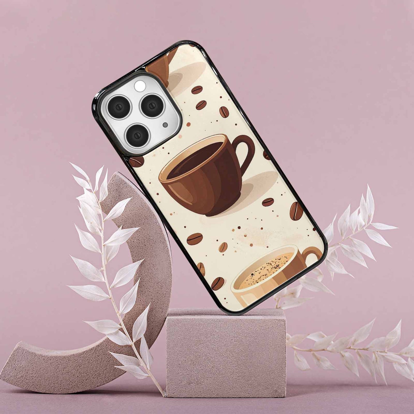 iPhone 15 Pro Max Case — Coffee Cup And Bean Pattern Seamless, Custom Phone Case