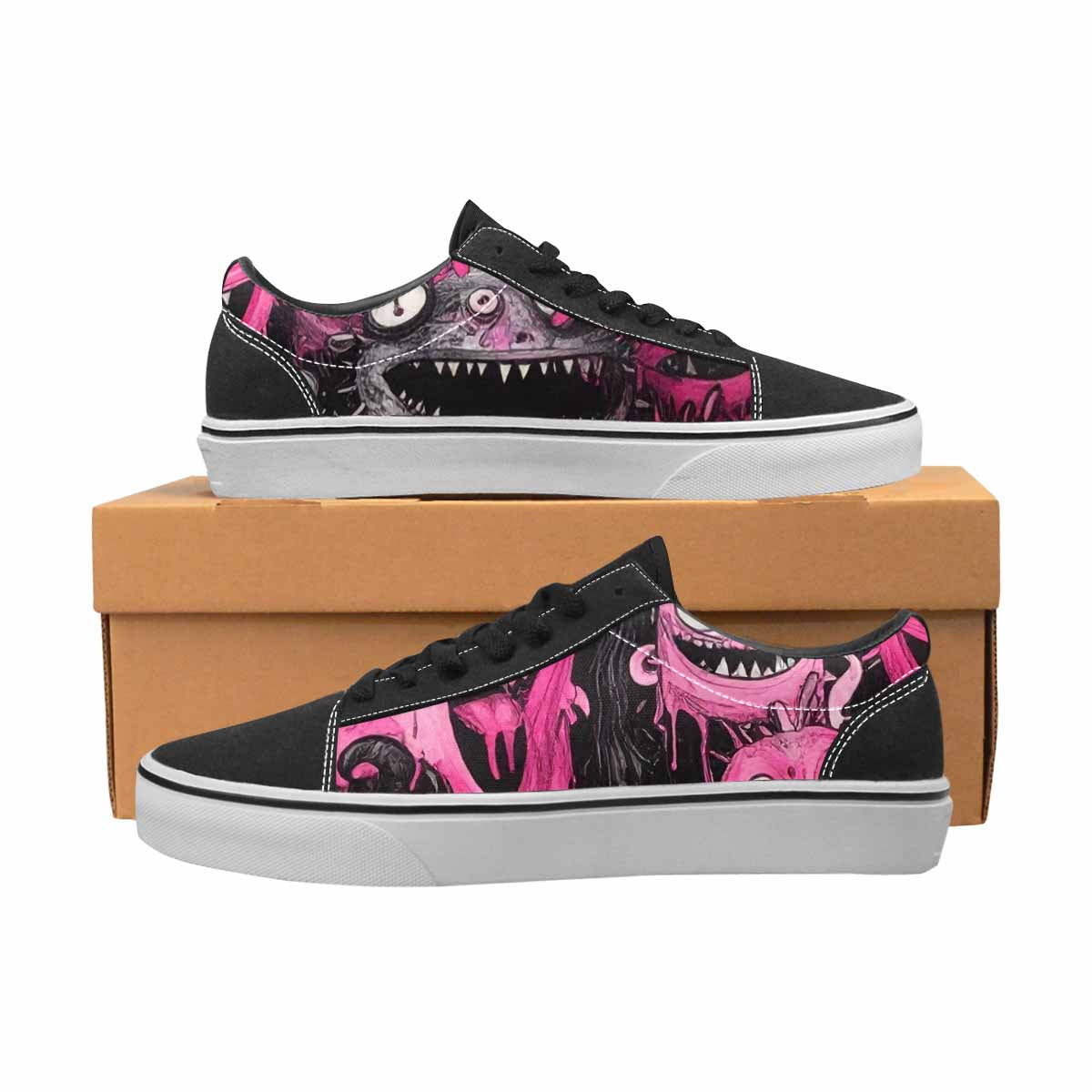 WOMEN'S Monsters (general) Lace-Up Canvas Kaleidoscope Sneakers