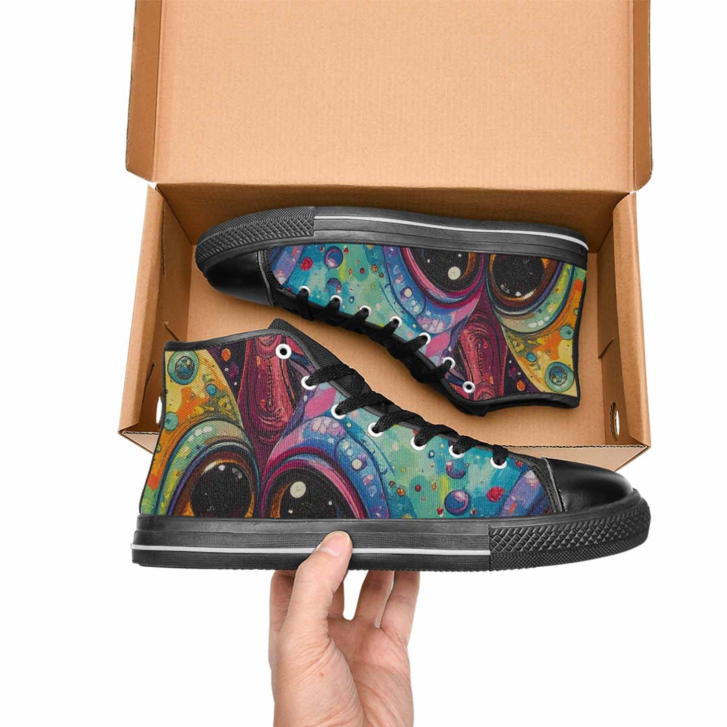 MEN'S Cartoon Alien Characters High Top Canvas Vibrant Chaos Custom Shoes