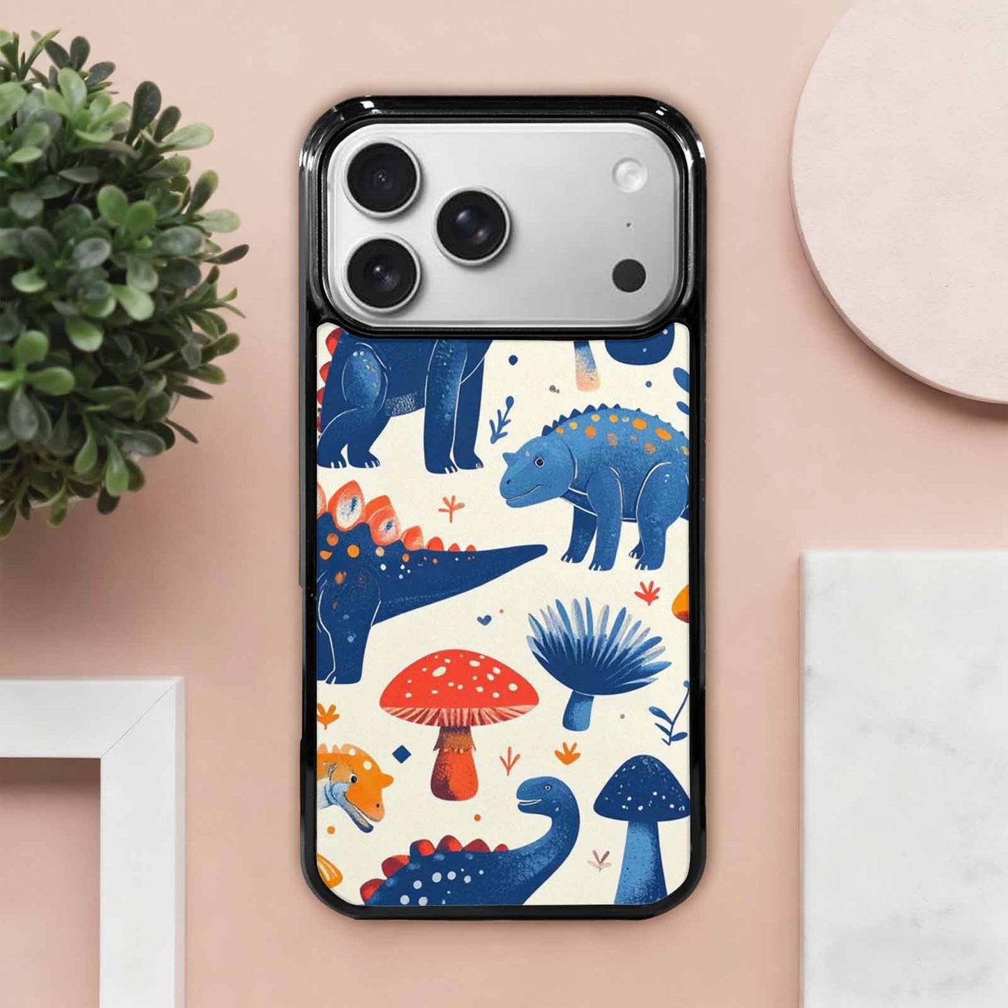 iPhone 17 Pro Max Case — Vintage Dinosaurs Mushroom Retro Vintage, Unique Phone Case Design