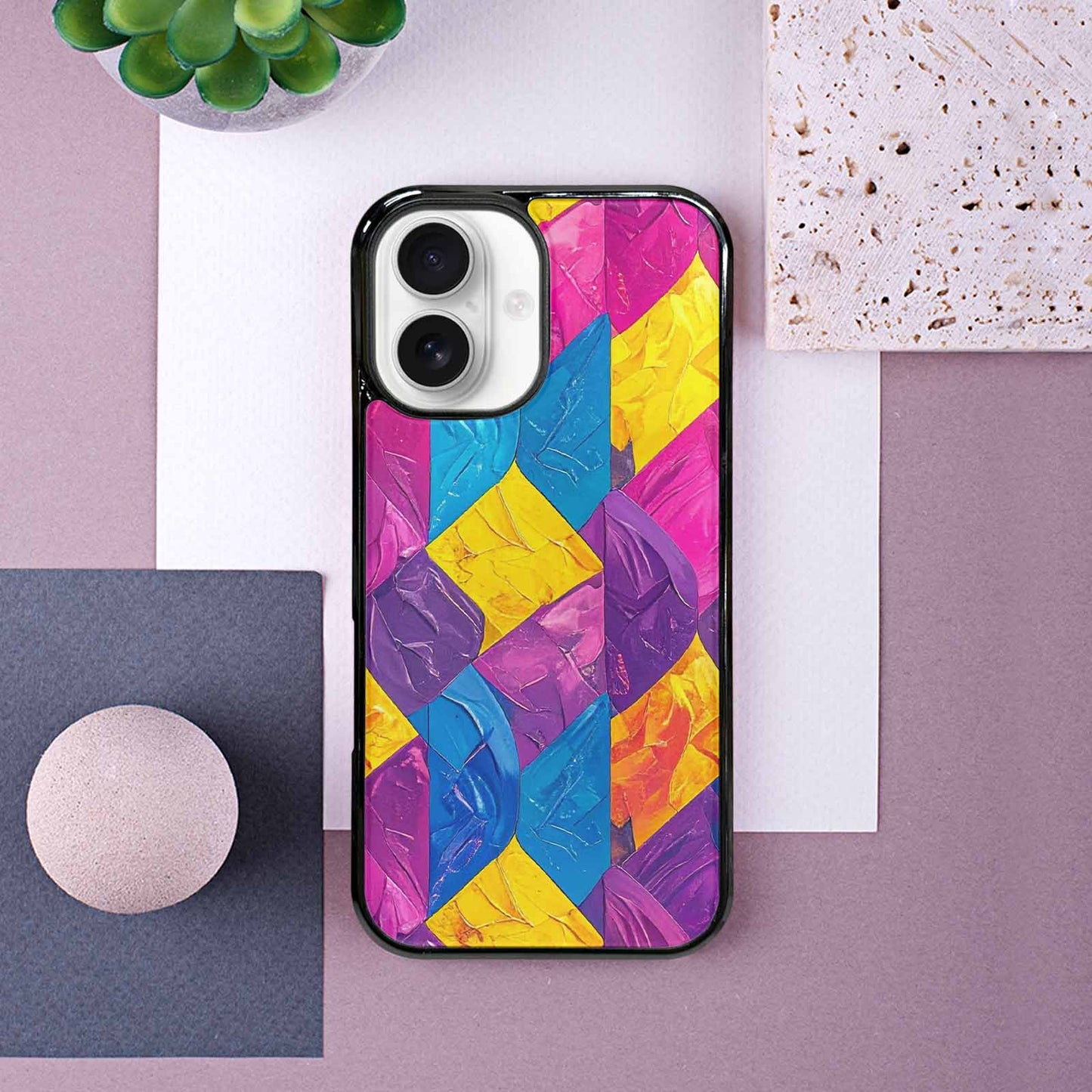 iPhone 16 Case — Pansexual Flag Color Theme Small Rainbow, Customized Protective Case