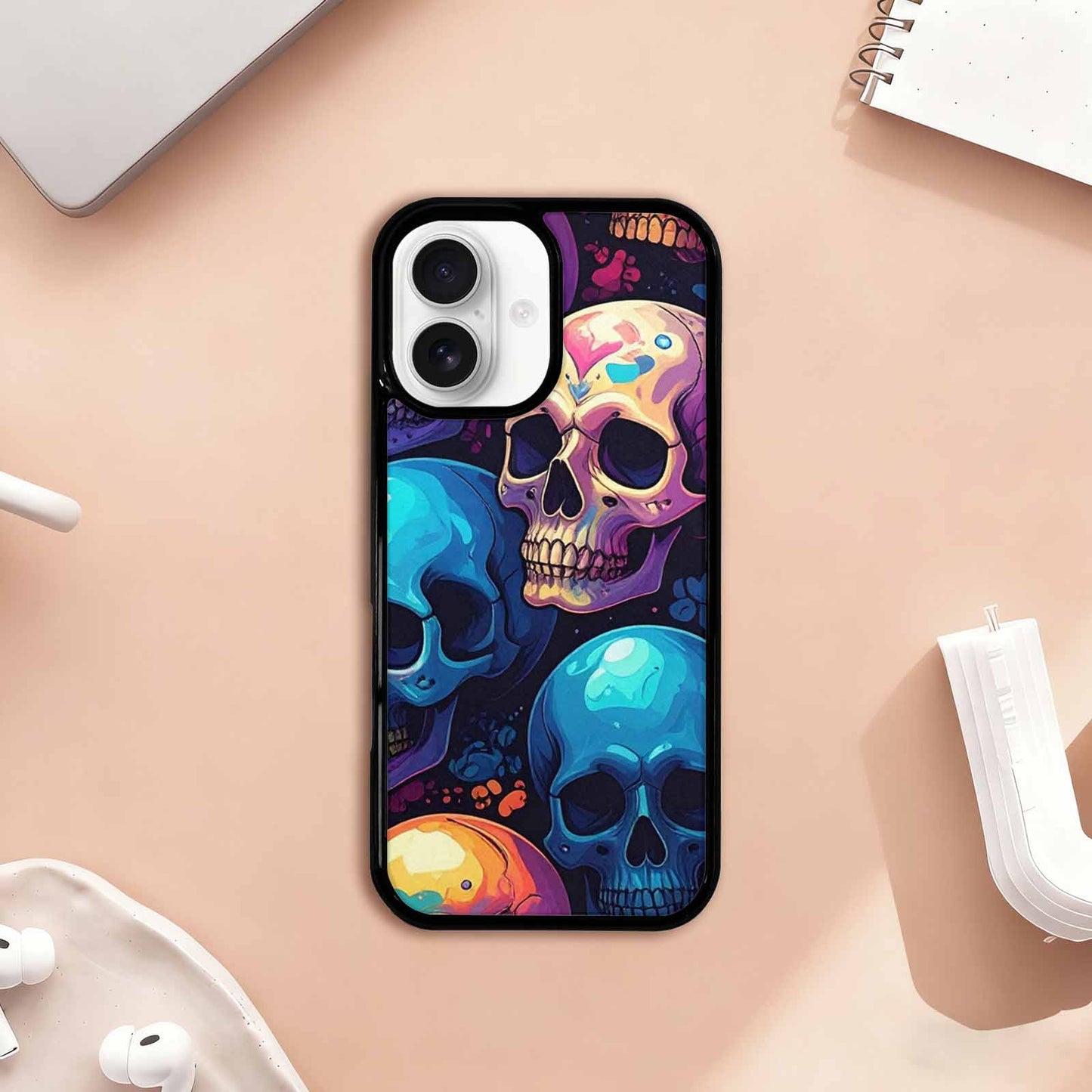 iPhone 17 Case — Iridescent Millions Of Gothic Skulls, Custom Designed Case Cover