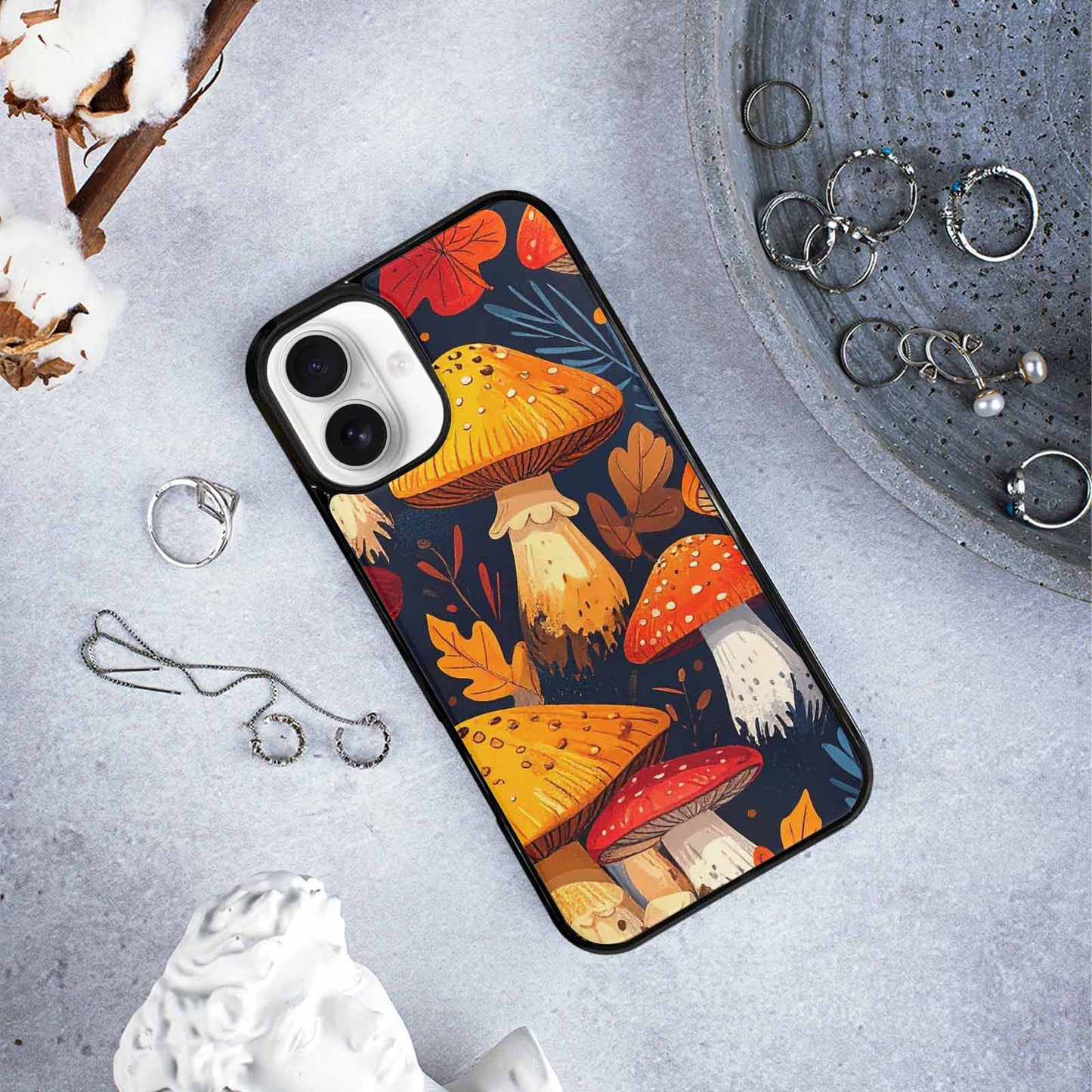 iPhone 16 Plus Case — Bold Autumn Mushroom Bold Autumn Mushroom, Custom Designed Case Cover