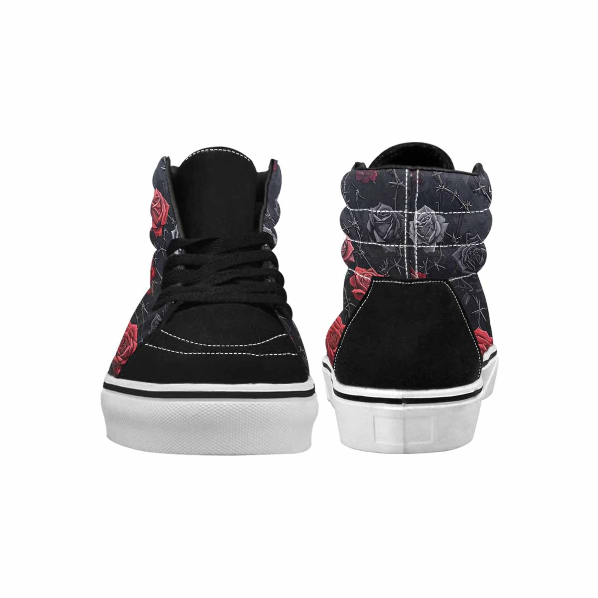 WOMEN'S Black Gothic Rose High Top Canvas Grunge Sneakers