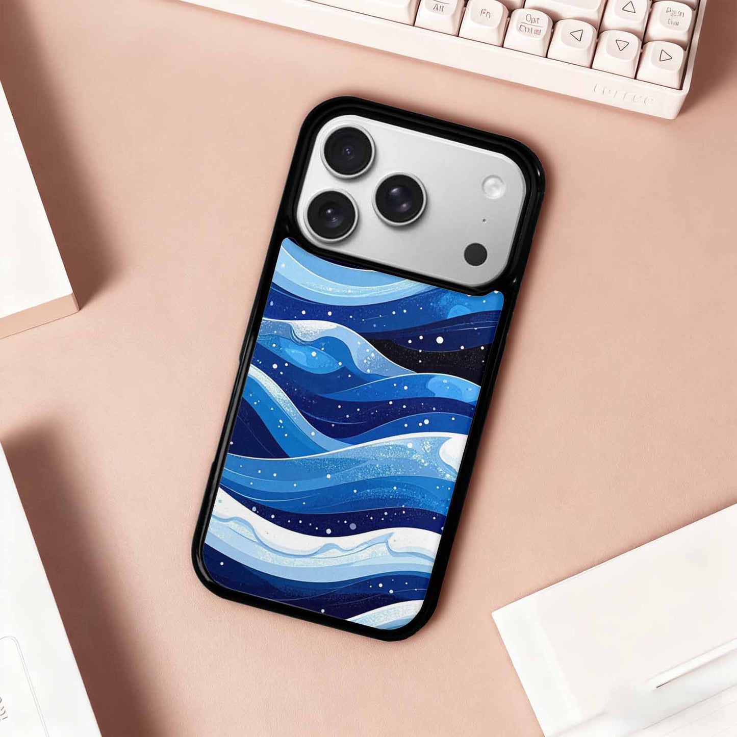 iPhone 17 Pro Case — Glossy Winter Wave Seamless Cartoon Cute, Customized Protective Case
