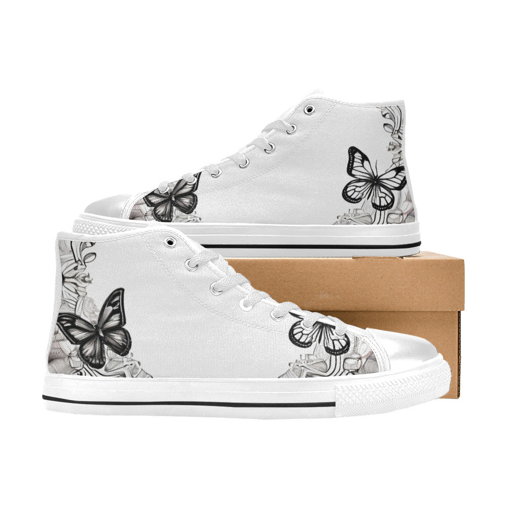MEN'S Buttetflies Mandala Art Vibes High Top Canvas Grunge Sneakers