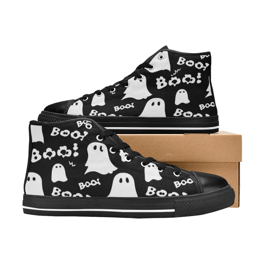 WOMEN'S Boo Halloween Ghosts High Top Canvas Vibrant Chaos Custom Shoes