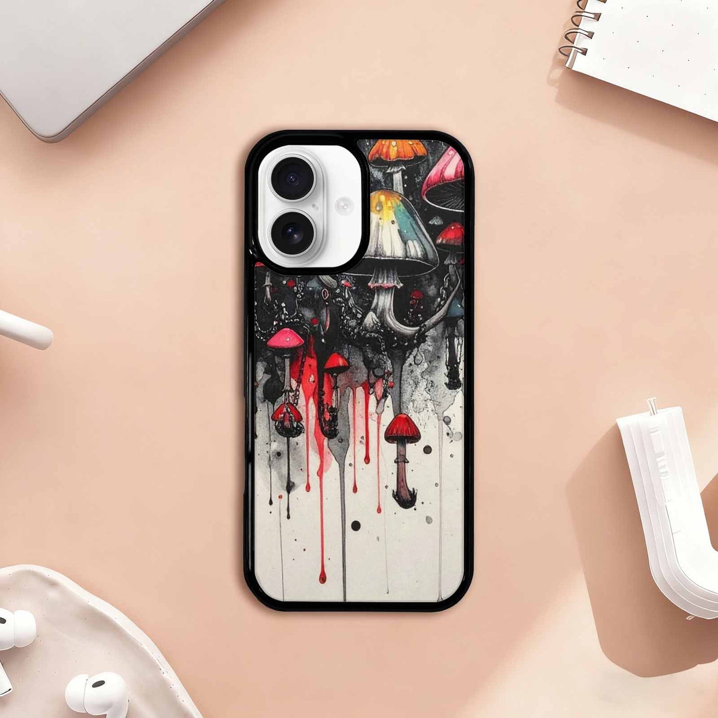 iPhone 17 Case — Black & Red Ink Original Art, Custom Phone Case