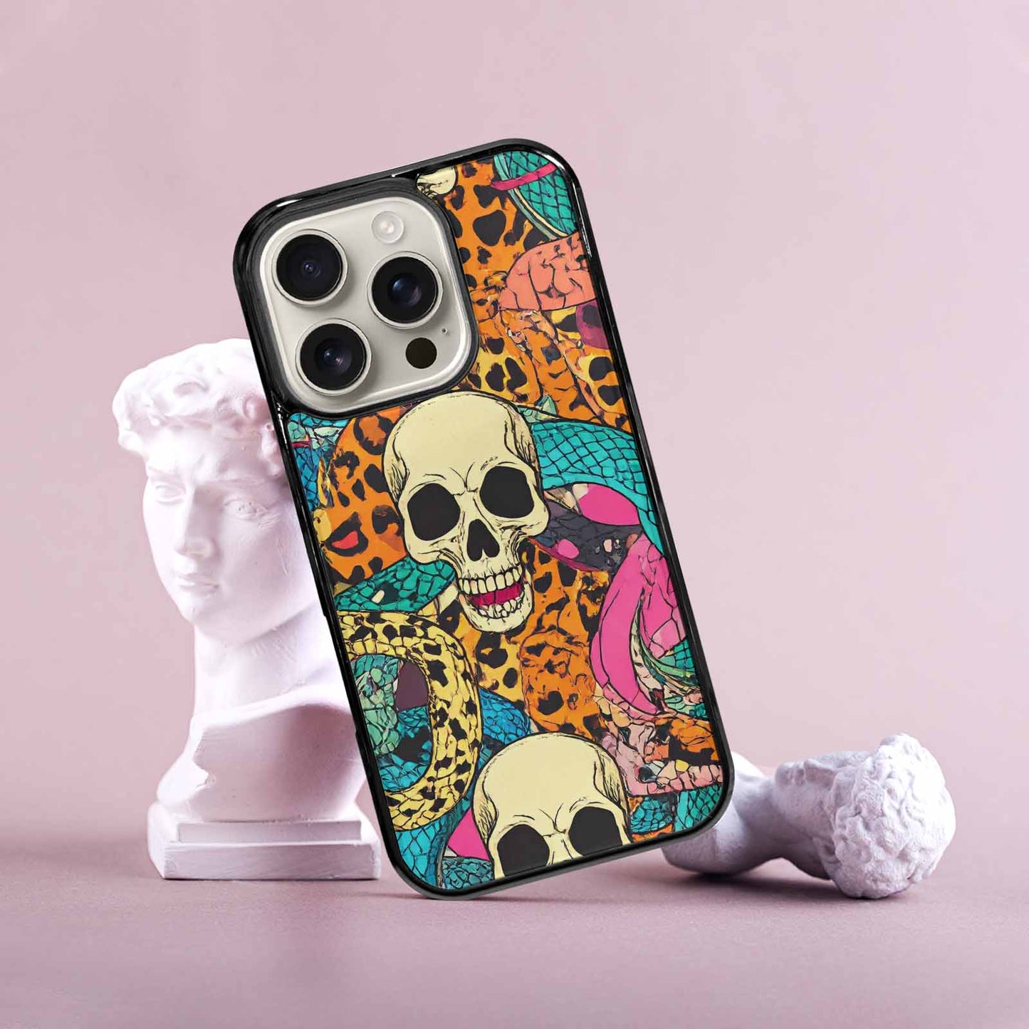 iPhone 16 Pro Case — Snake Print Skull Custom, Custom Print Case Cover