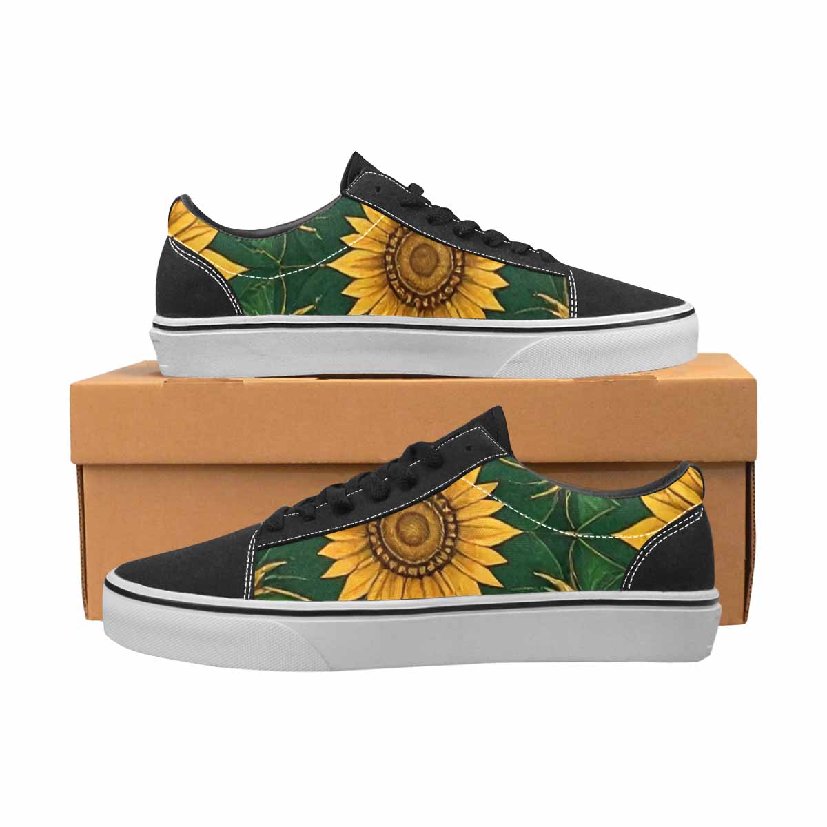 WOMEN'S Sunflower Mandala Kaleidoscope Canvas Lace-Up Wallpaper Art Sneakers