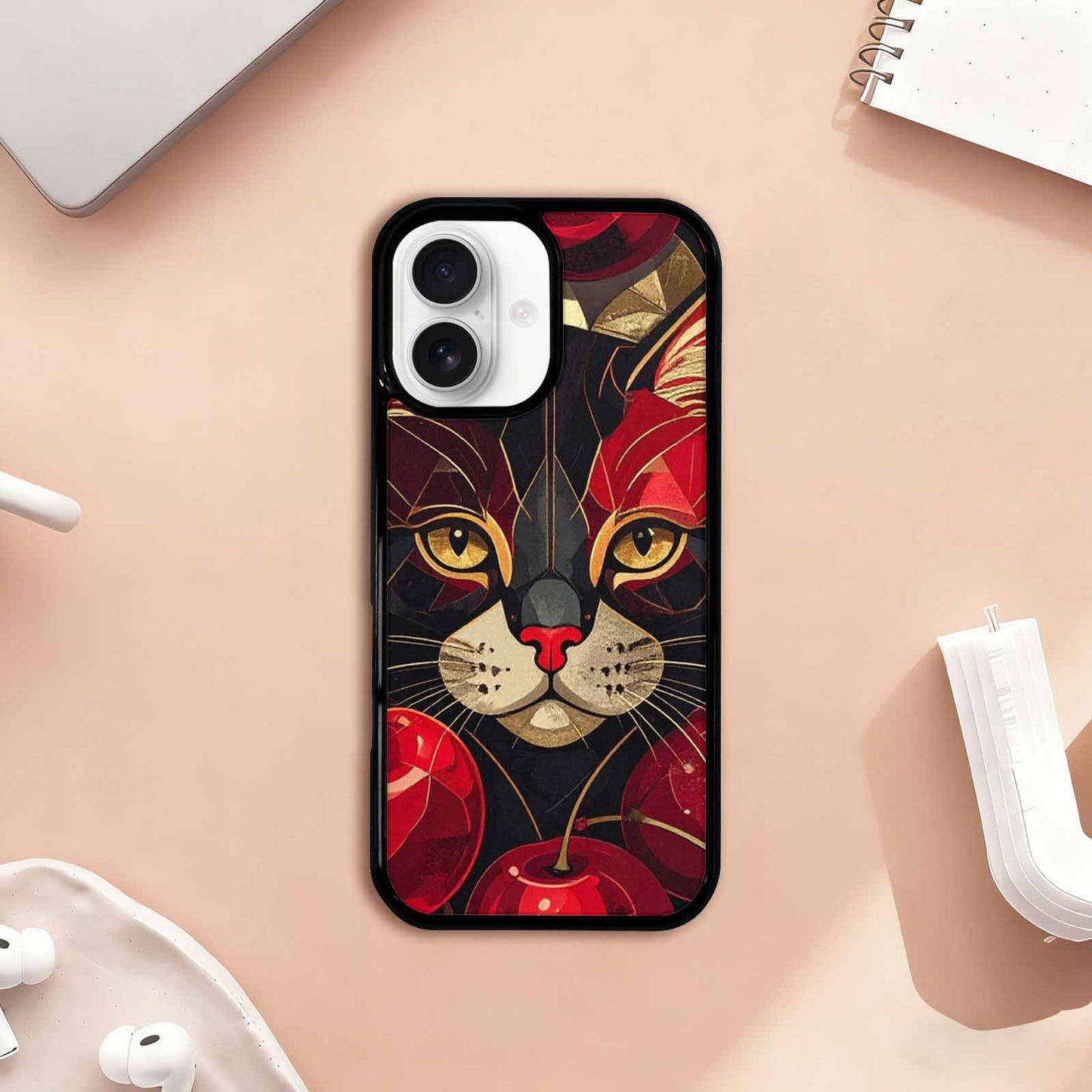 iPhone 17 Case — Retro Cherry Cat Retro Vintage, Customized Protective Case