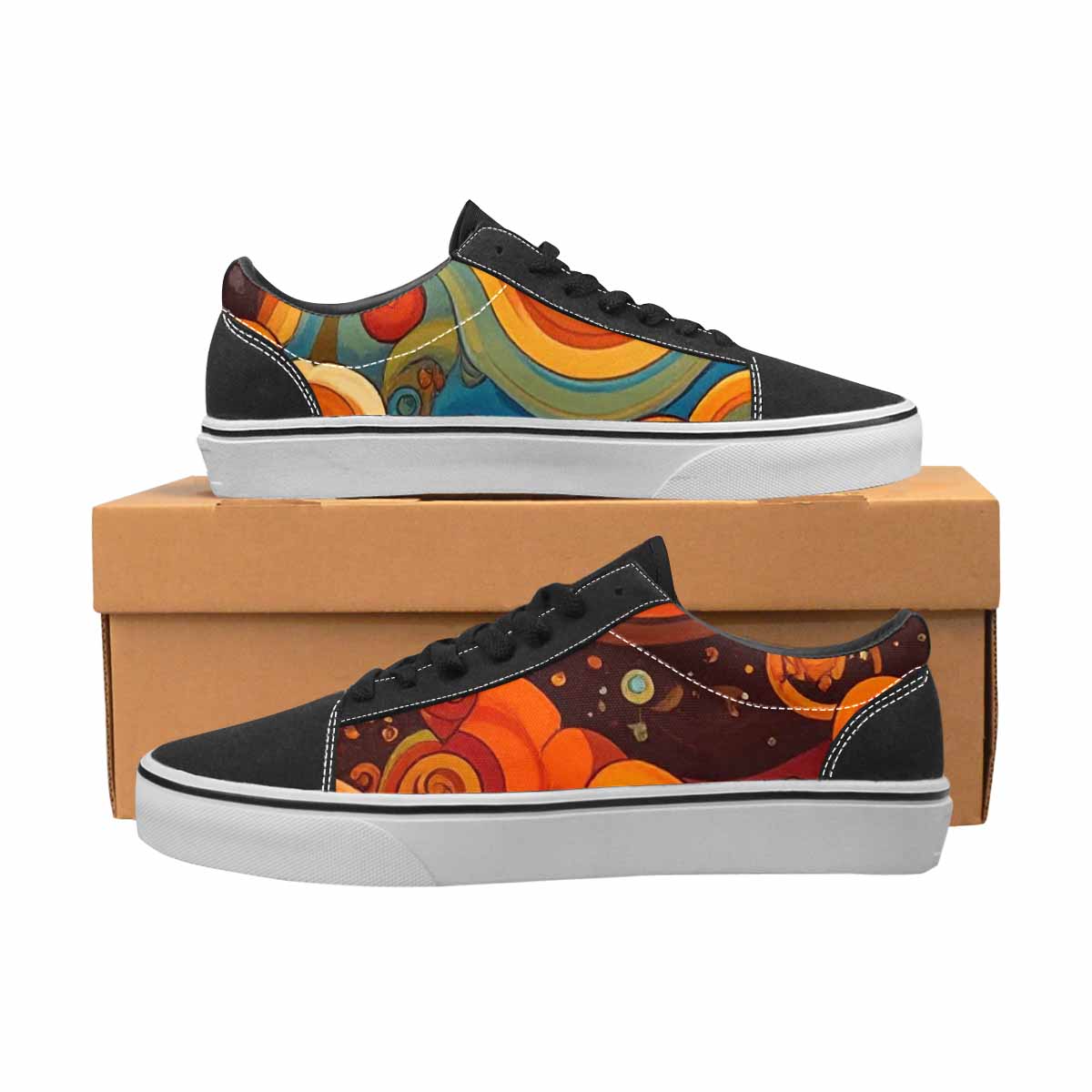 WOMEN'S Groovy 70S Peace Canvas Lace-Up Dreamcore Custom Shoes