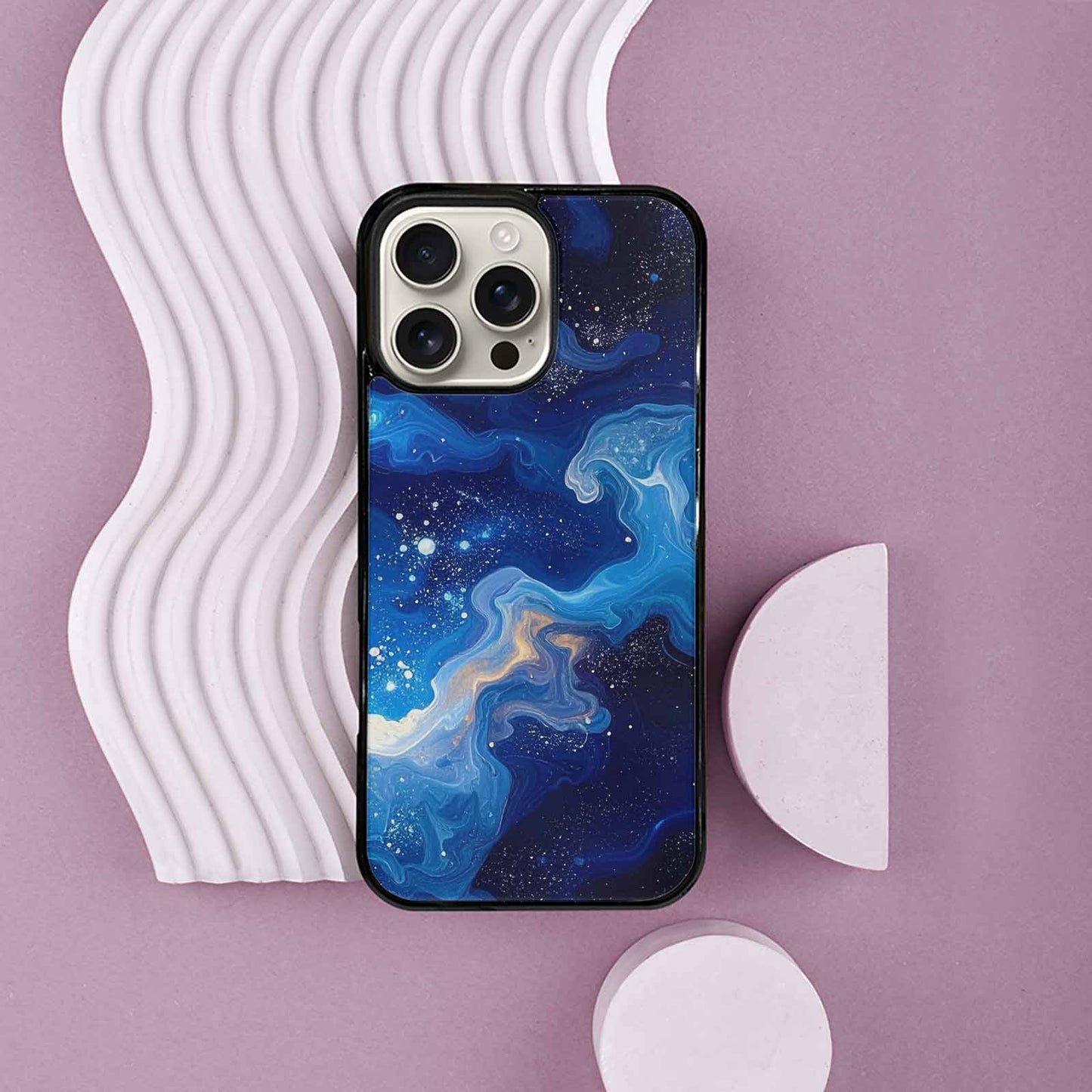 iPhone 16 Pro Max Case — Galaxy Art Blue Starfield Small Galaxy, Custom Phone Case