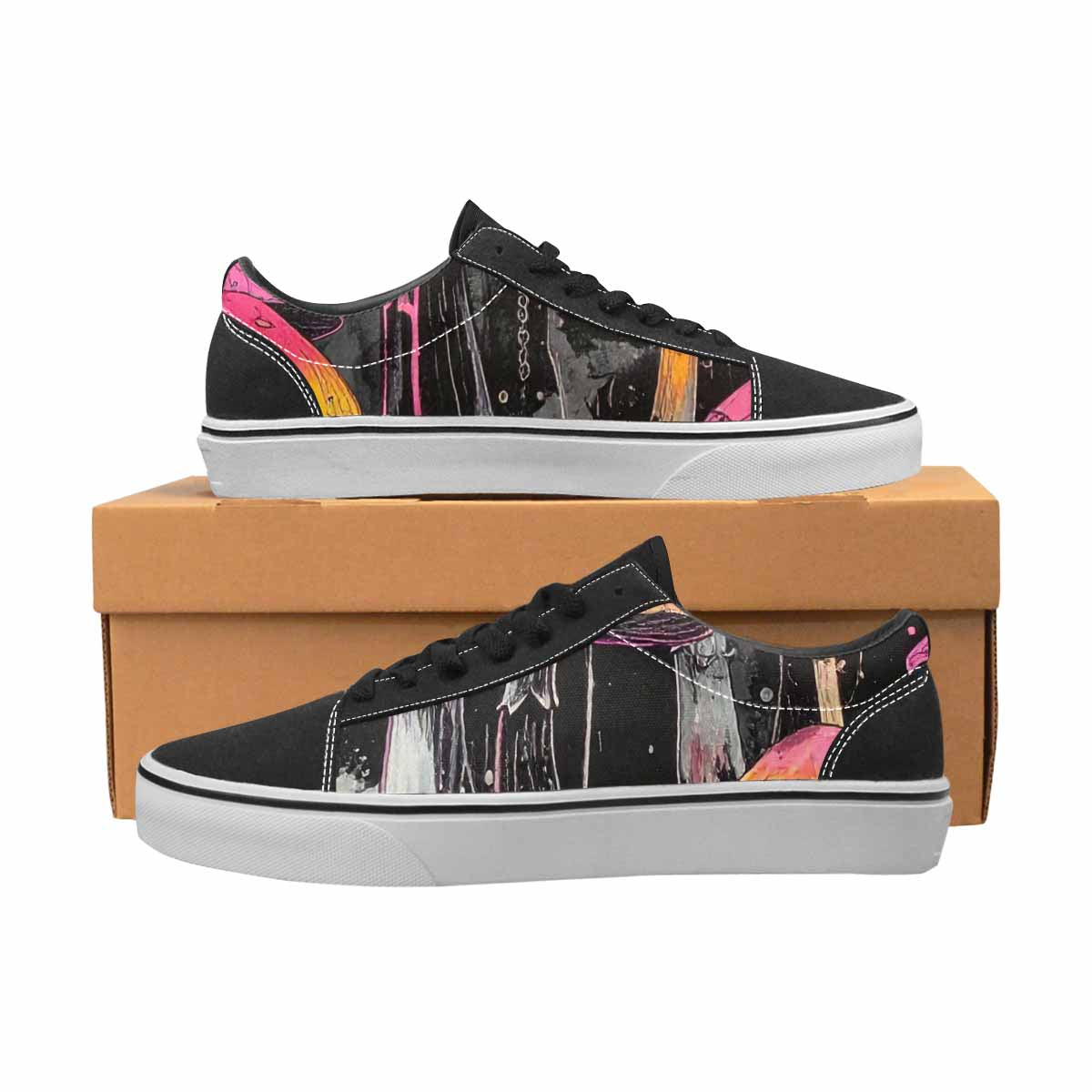 WOMEN'S Rainbow Drip Mushrooms Lace-Up Canvas Grunge Custom Shoes