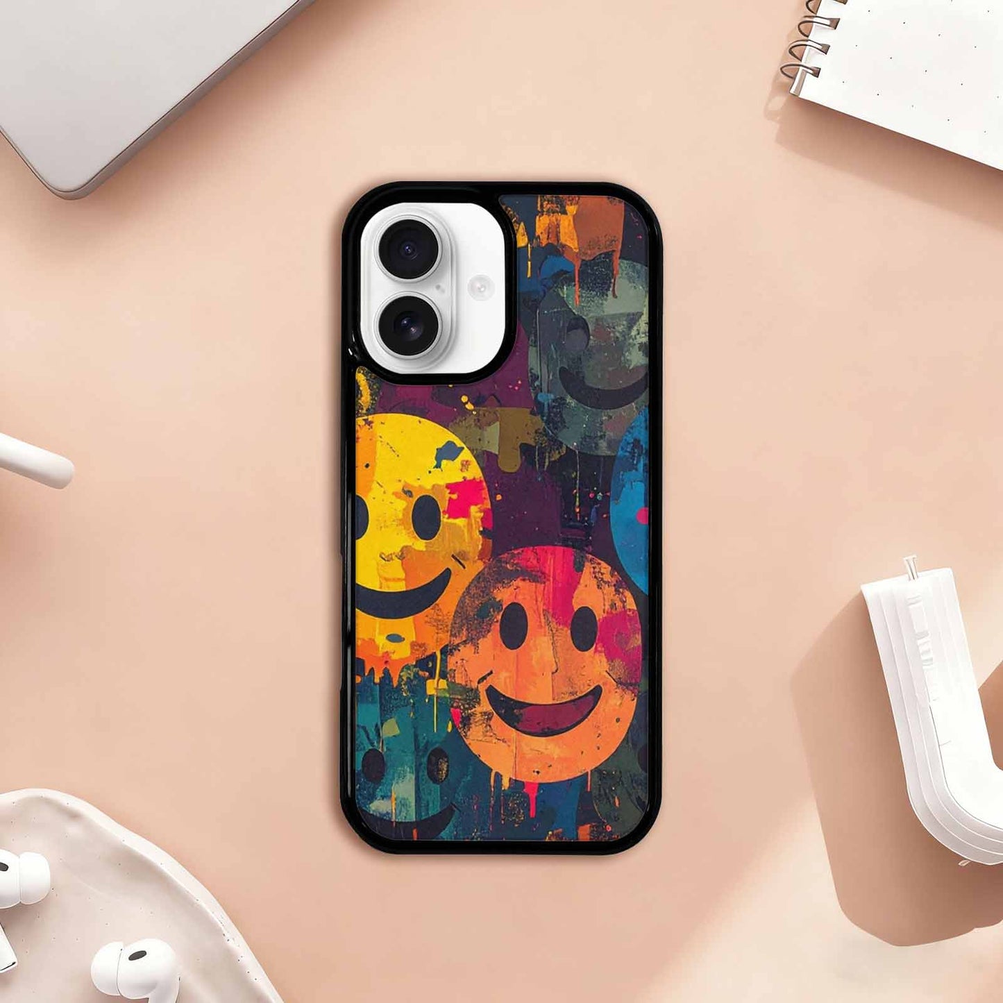 iPhone 17 Case — Smiley Faces Camosmiley Faces Camo, Custom Printed Phone Case
