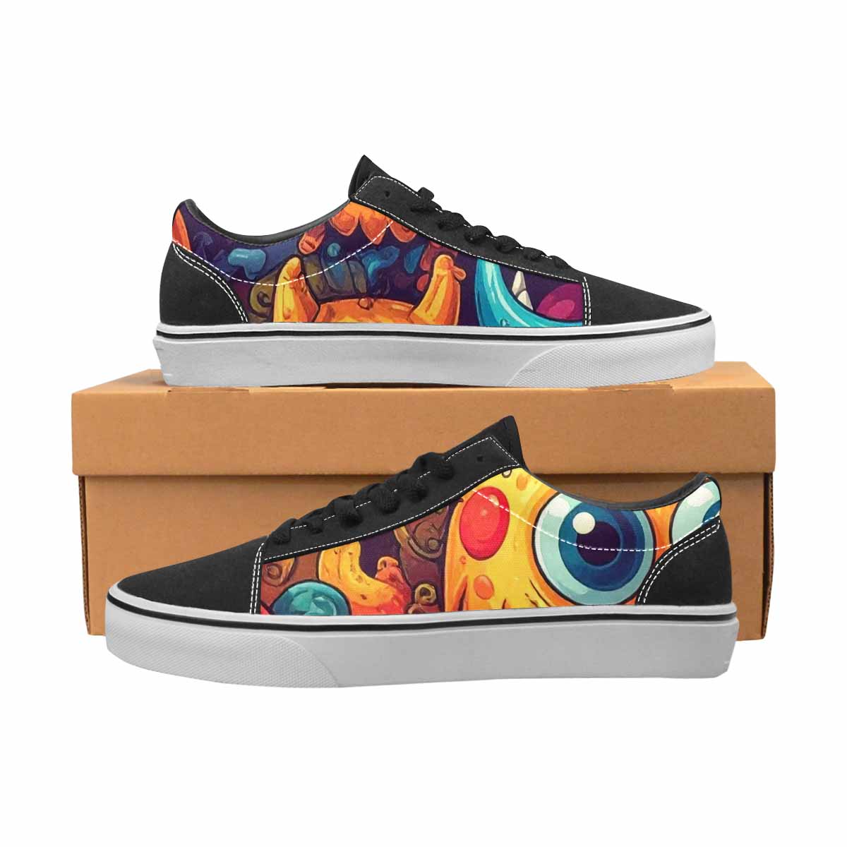 WOMEN'S Cartoon Monster Character Canvas Lace-Up Surreal Custom Shoes