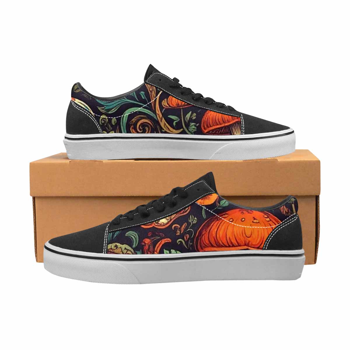 MEN'S Mushrooms And Skulls Canvas Lace-Up Aesthetic Custom Shoes
