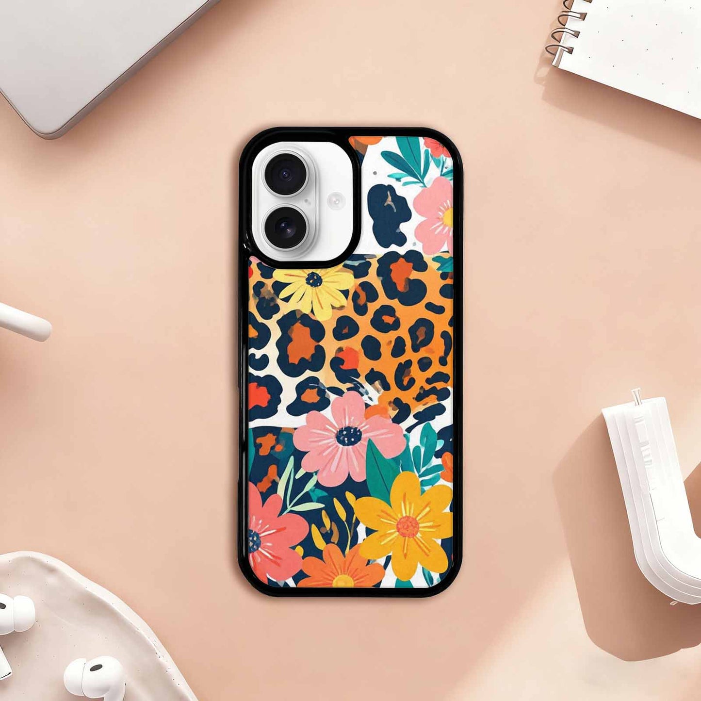 iPhone 17 Case — Leopard Print Floral Seamless Animal Print, Unique Phone Case Design