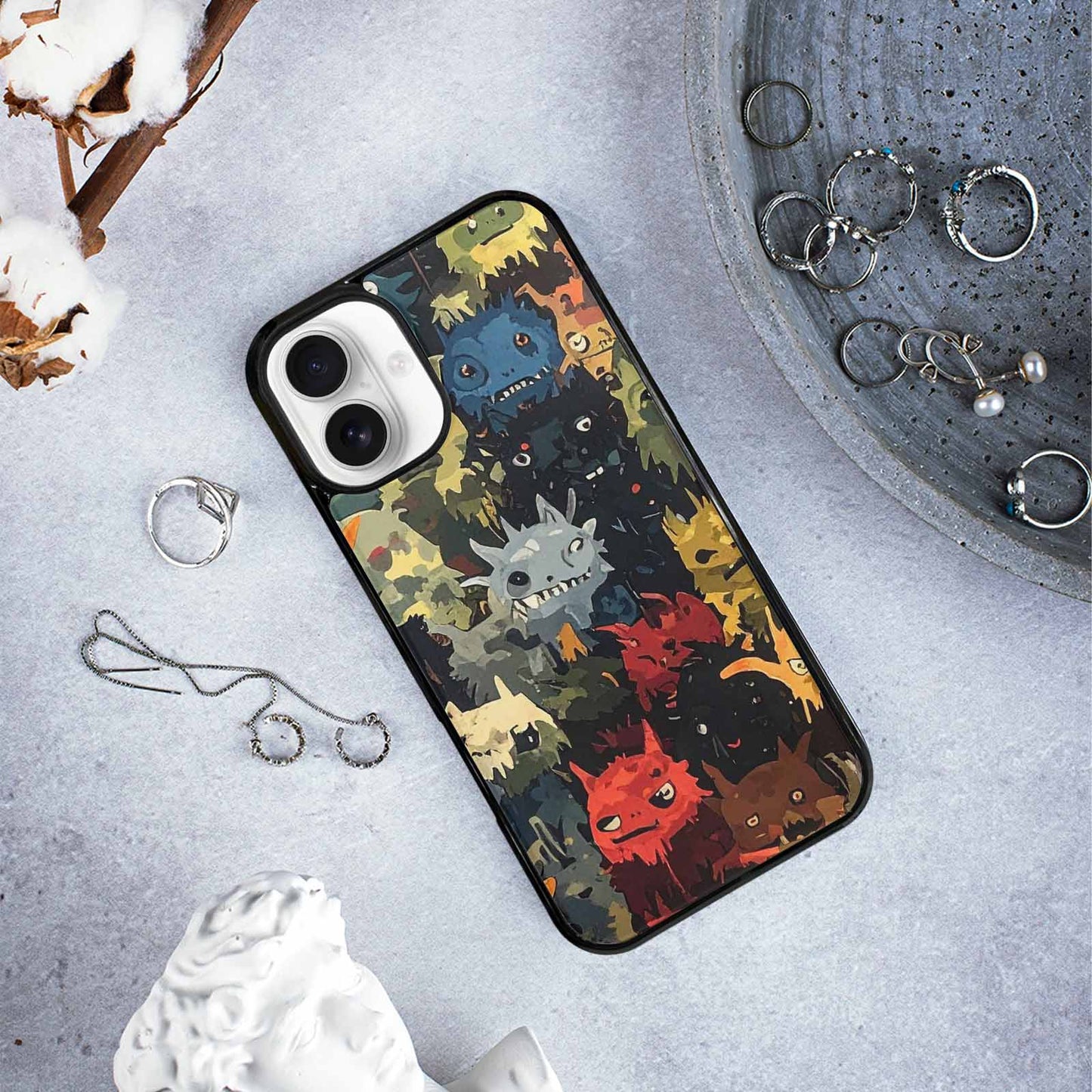 iPhone 16 Plus Case — Monsters Camomonsters Pattern Okl, Unique Phone Case Design