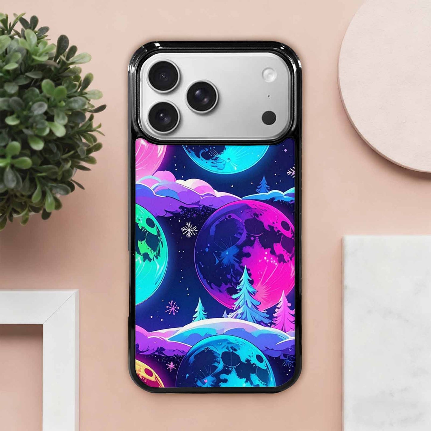 iPhone 17 Pro Max Case — Neon Winter Moon Cartoon Cute, Customized Protective Case