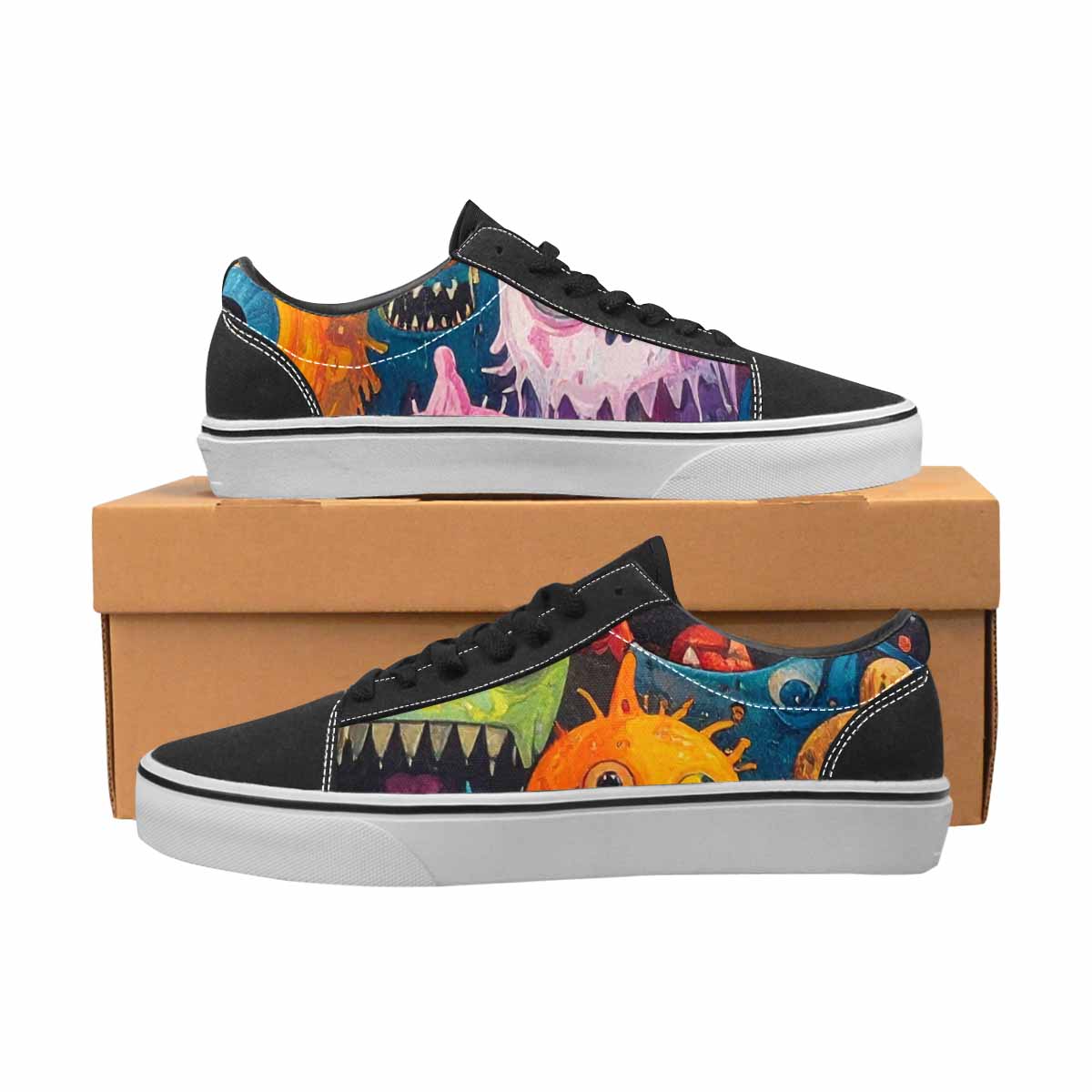 WOMEN'S Multi Lace-Up Canvas Melting Art Sneakers