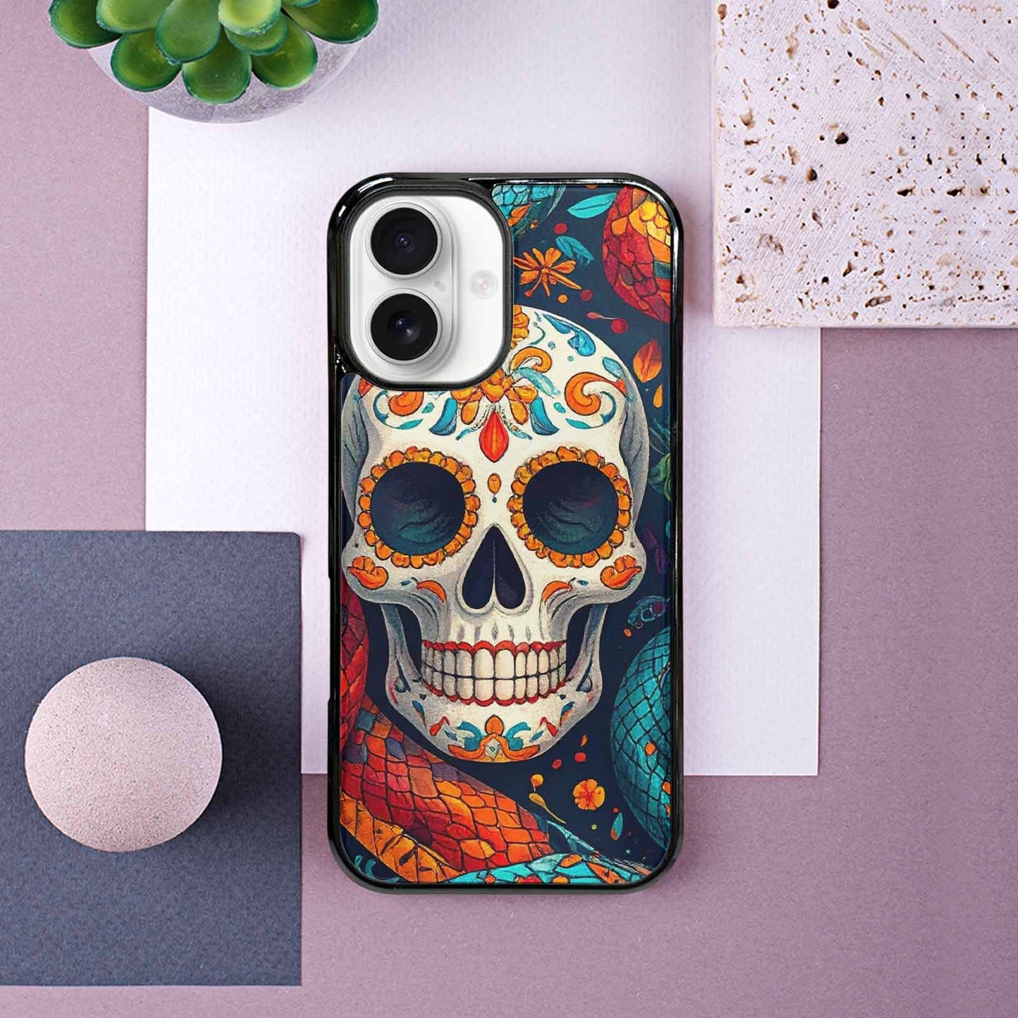 iPhone 16 Case — Snake Skulls Print Alt Custom, Custom Printed Phone Case