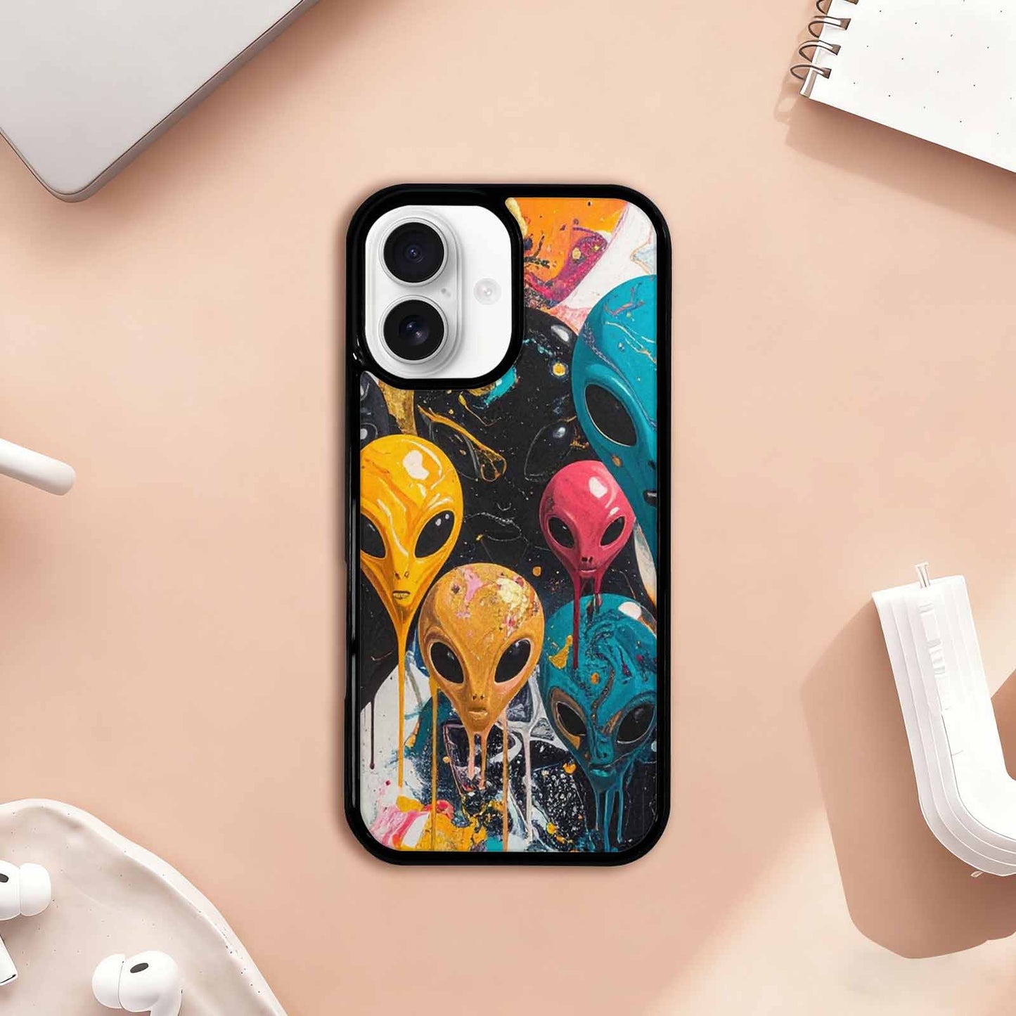 iPhone 17 Case — Aliens Marblealiens Pattern Alien Scifi, Custom Print Case Cover