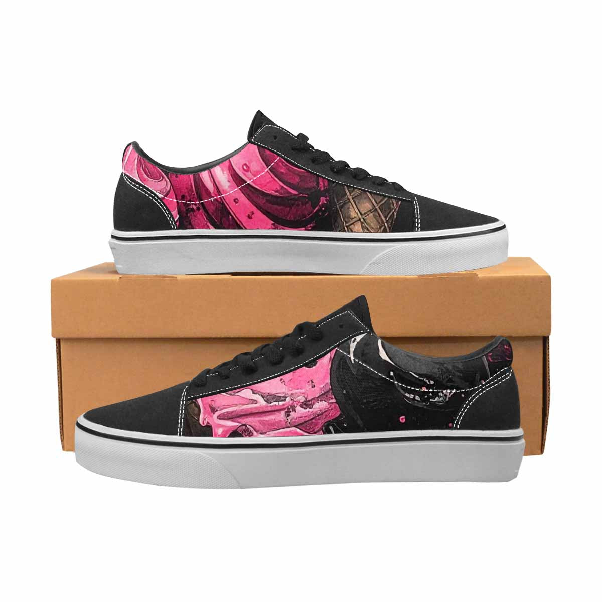 WOMEN'S Ice Cream Motif Lace-Up Canvas Neon Fantasy Shoes