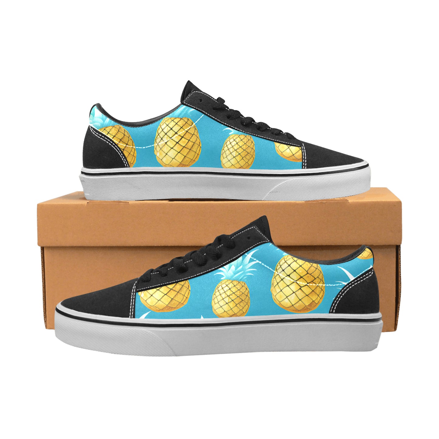 WOMEN'S Cool Pineapples Low Top Skateboarding Vivid Sneakers