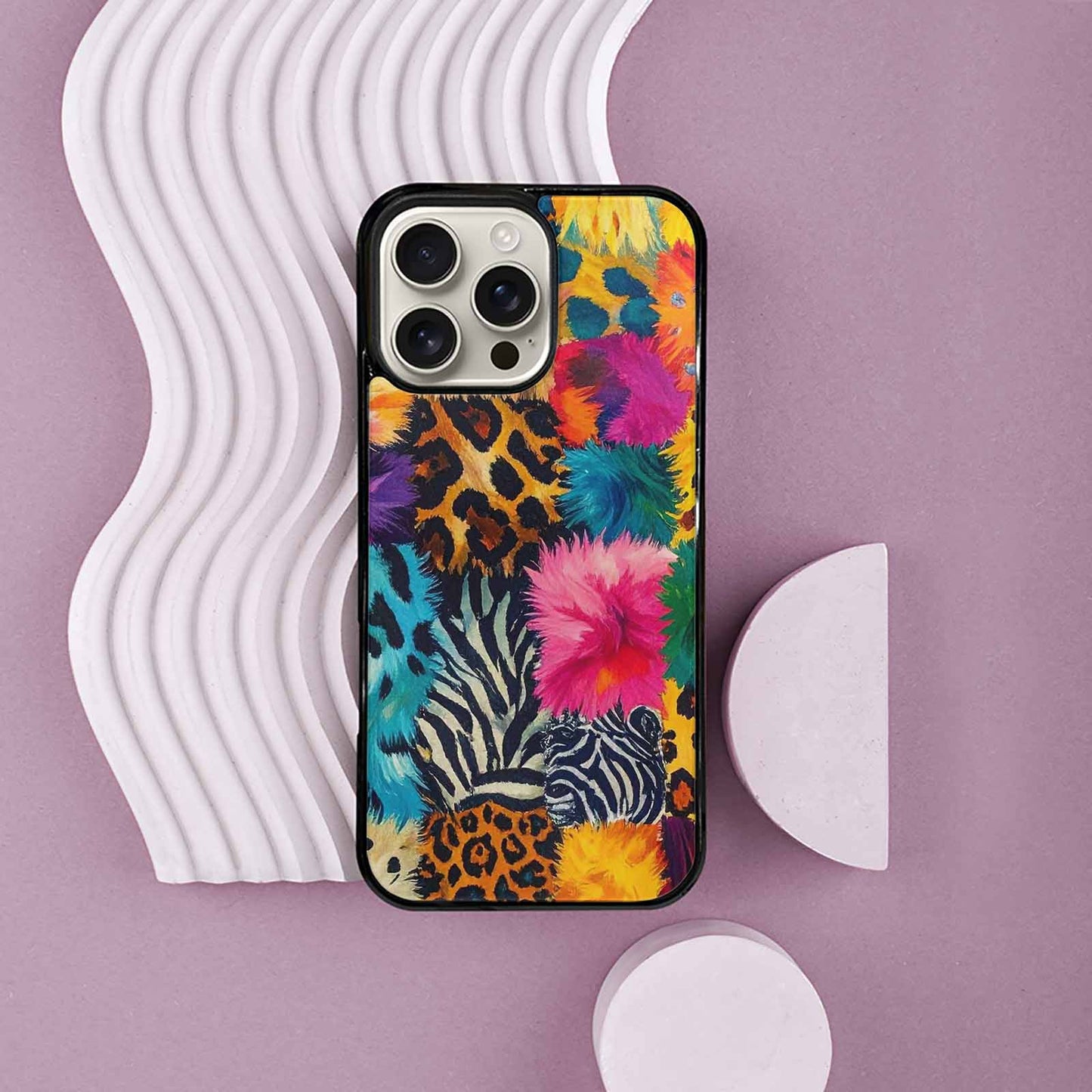 iPhone 16 Pro Max Case — Full Color Vibrant Animal Print Animal, Custom Designed Case Cover