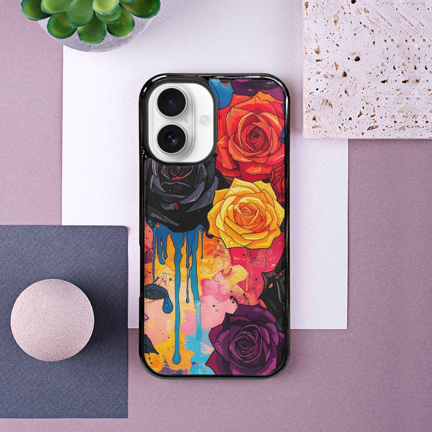 iPhone 16 Case — Gothic Rose Gothic Roses Pattern Hundreds, Customized Protective Case