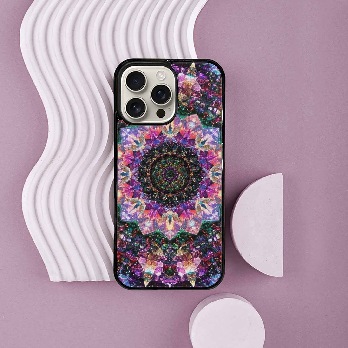 iPhone 16 Pro Max Case — Crystal Mandala Art Seamless Pattern Vibrant, Customized Protective Case