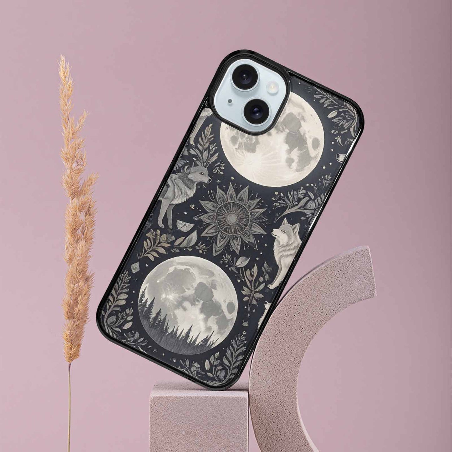 iPhone 15 Plus Case — Wolves Everywhere Collage Overlap Small Wolf, Custom Art Phone Cover