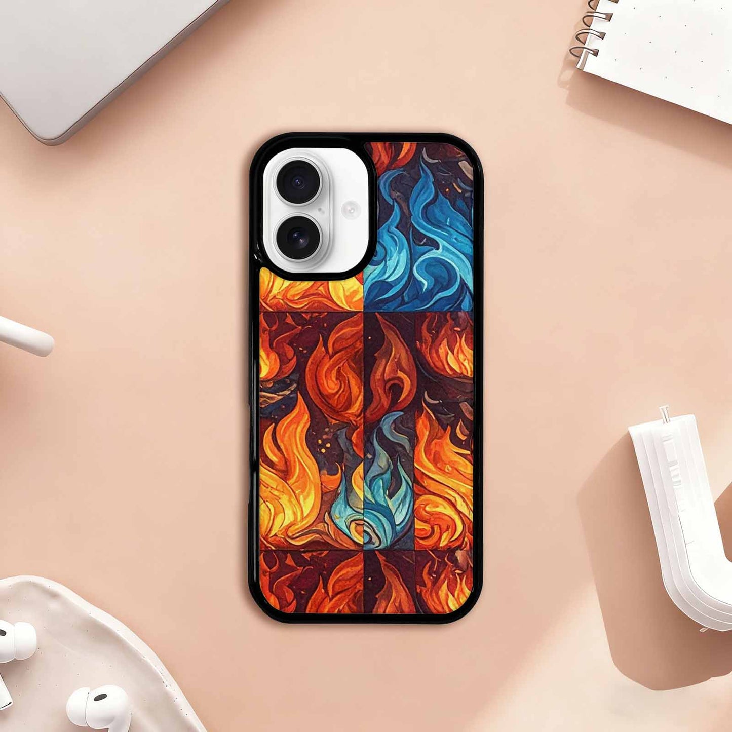 iPhone 17 Case — Small Fire Flame Pattern, Original Art, Custom Designed Case Cover