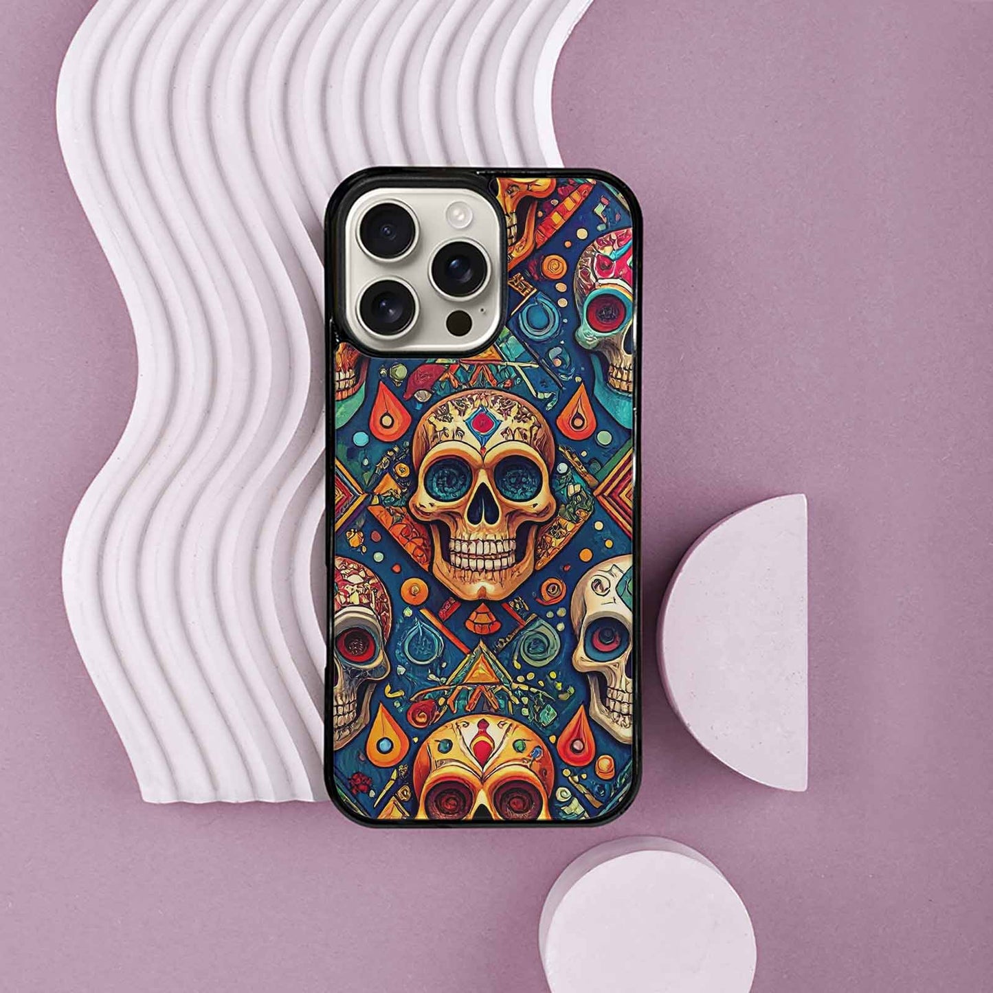 iPhone 16 Pro Max Case — Sacred Geometry Lots Of Skulls Seamless, Customized Protective Case