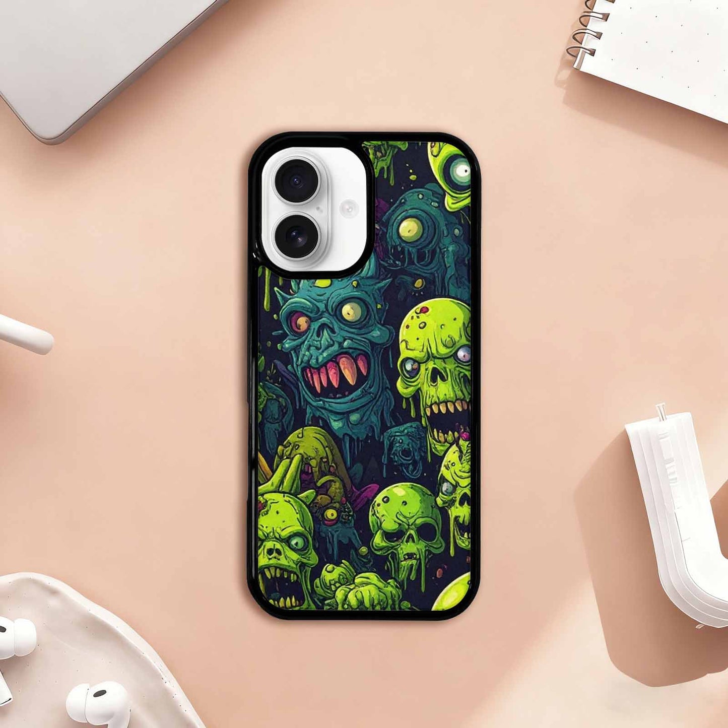 iPhone 17 Case — Toxic Radioactive Creature Pattern Original Art, Original Design Phone Case