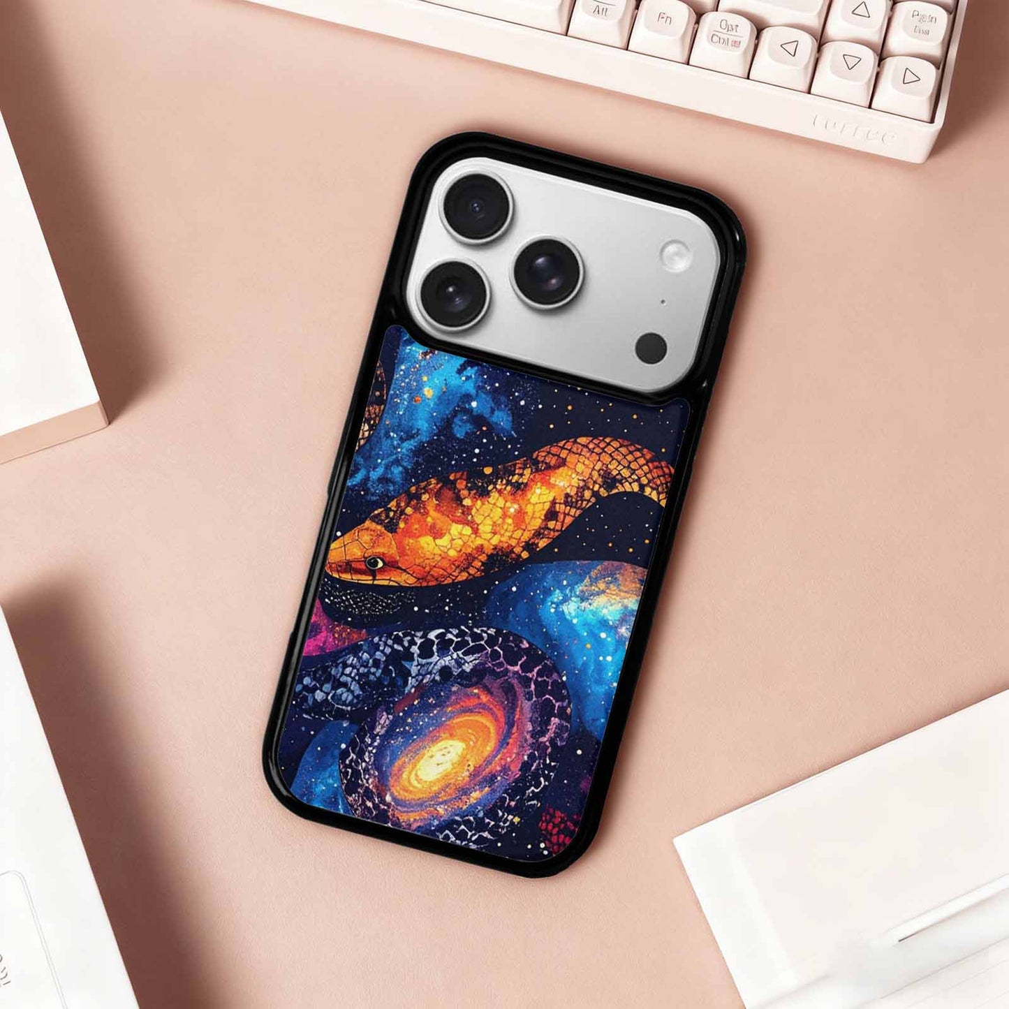 iPhone 17 Pro Case — Galaxy Snake Print Galaxy Space, Unique Phone Case Design