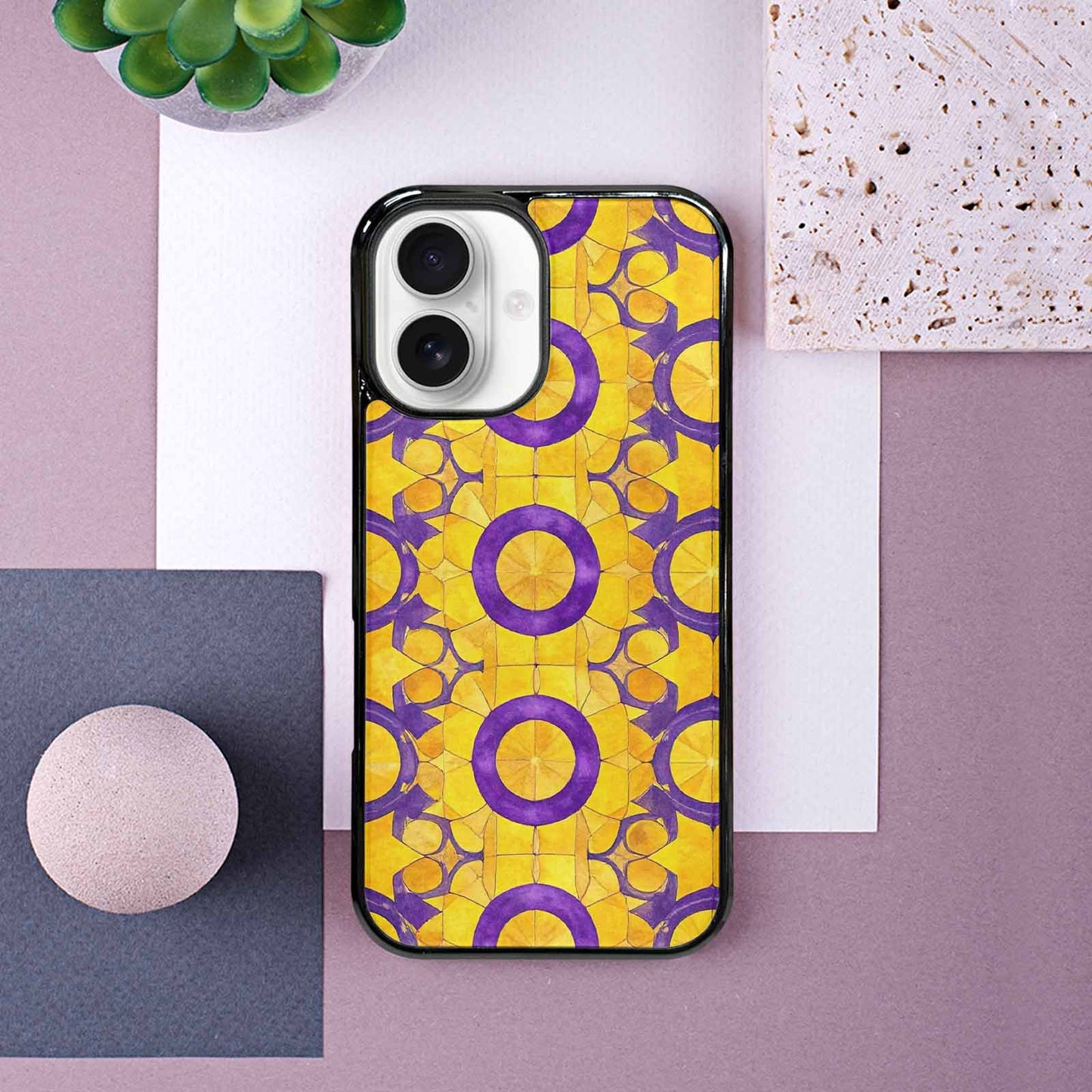 iPhone 16 Case — Intersex Flag Color Theme Small Rainbow, Unique Phone Case Design