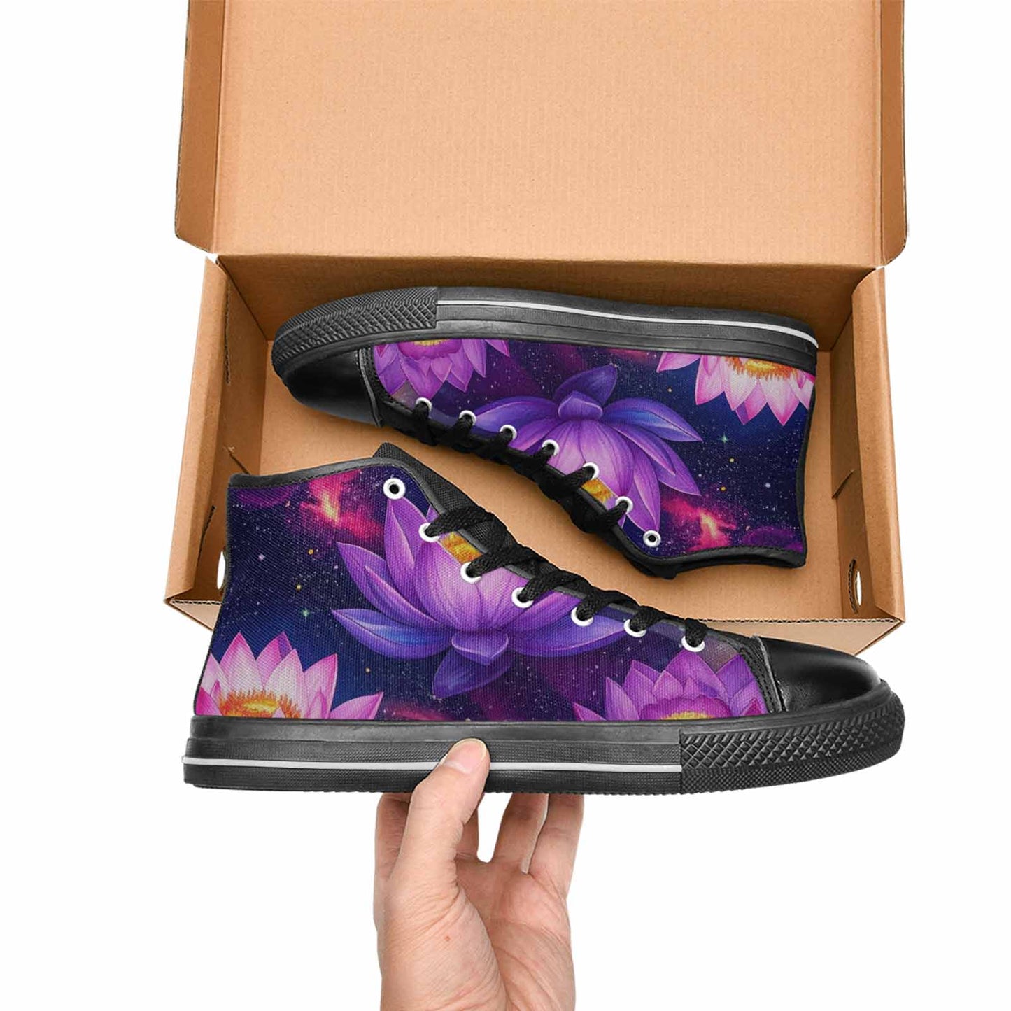 MEN'S Lotus Galaxy High Top Canvas Wallpaper Art Sneakers