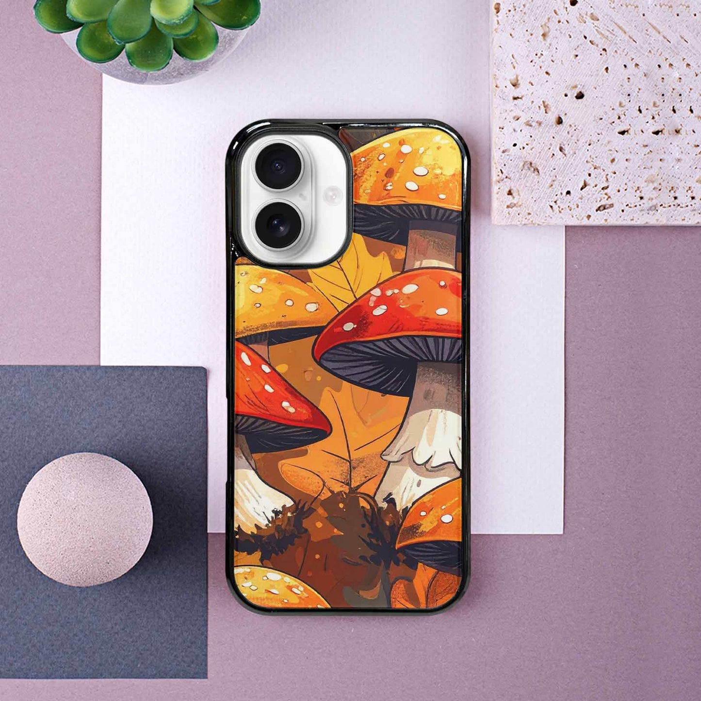 iPhone 16 Case — Bold Autumn Mushroom Bold Autumn Mushroom, Custom Art Phone Cover