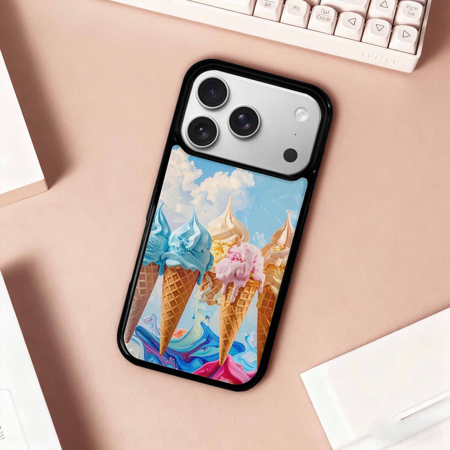iPhone 17 Pro Case — Collage Of Overlapping Waffle Cone Original, Custom Printed Phone Case
