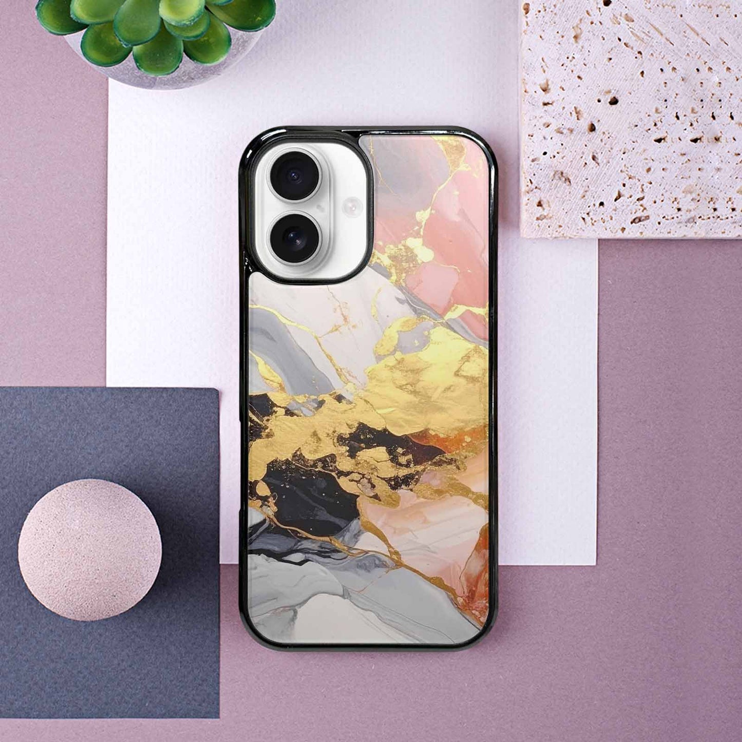 iPhone 16 Case — Marble Vein Marble Veins Pattern Hundreds, Custom Print Case Cover