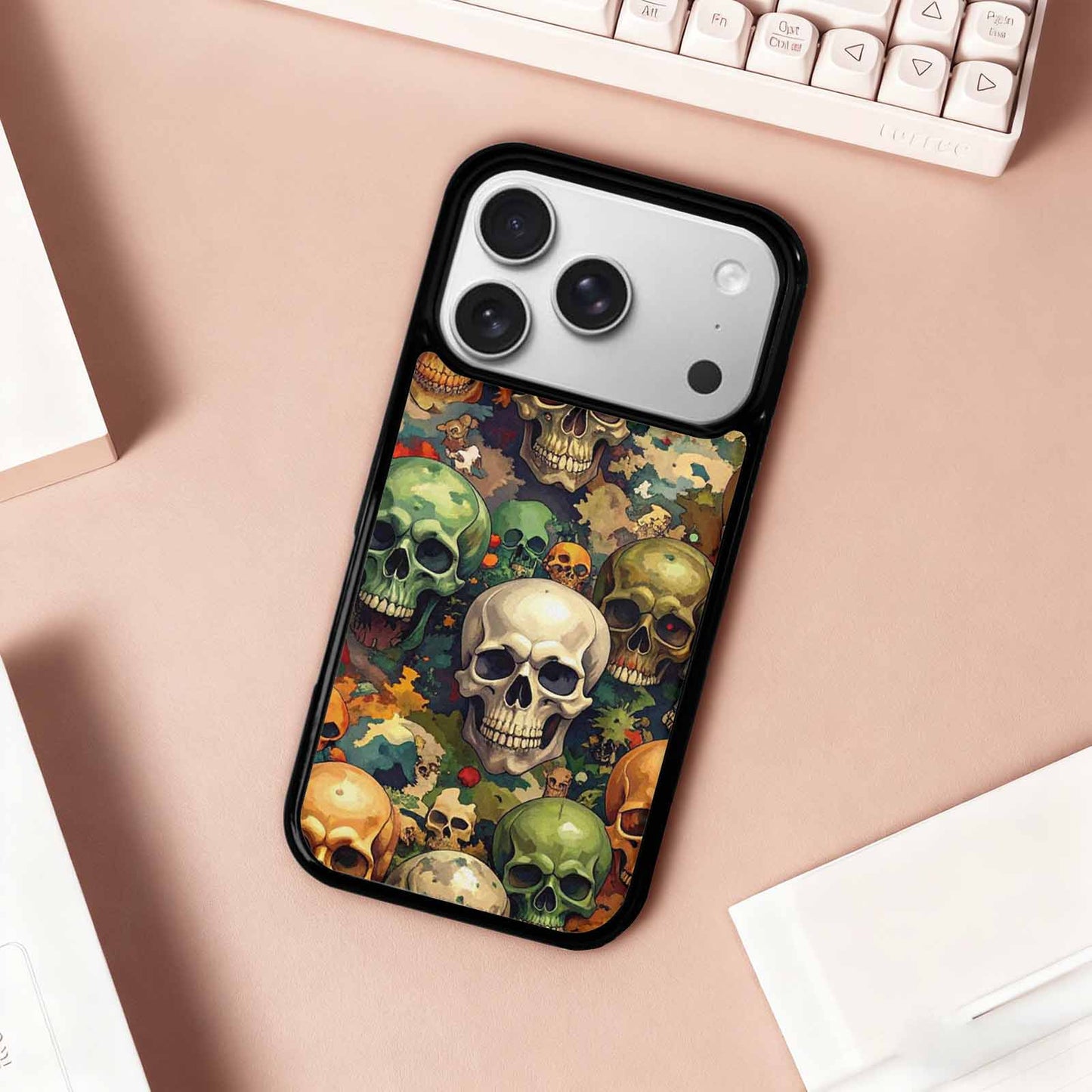iPhone 17 Pro Case — Skulls Camoskulls Pattern Hu E4c Gothic, Custom Printed Phone Case