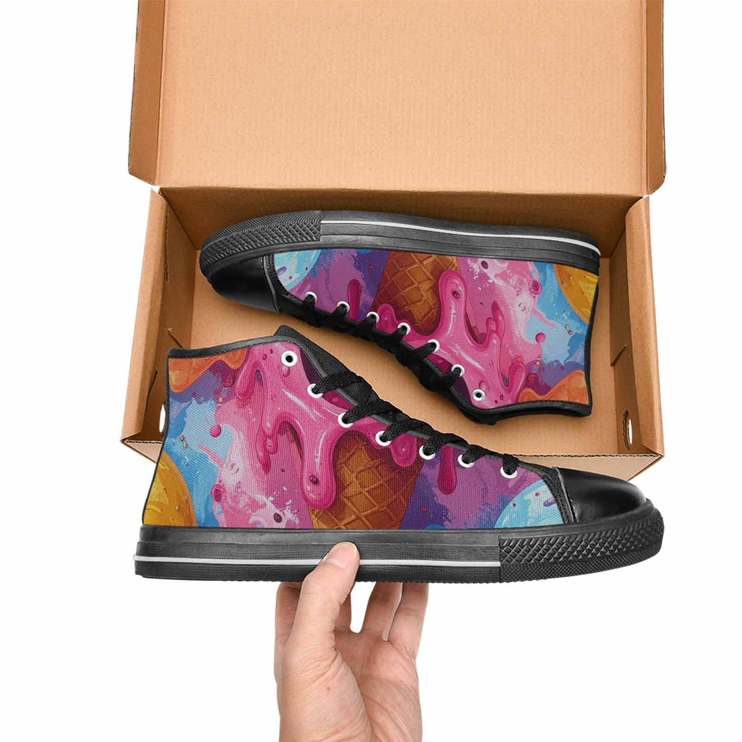 MEN'S Melting Icecream Monster Cherry High Top Canvas Vivid Custom Shoes