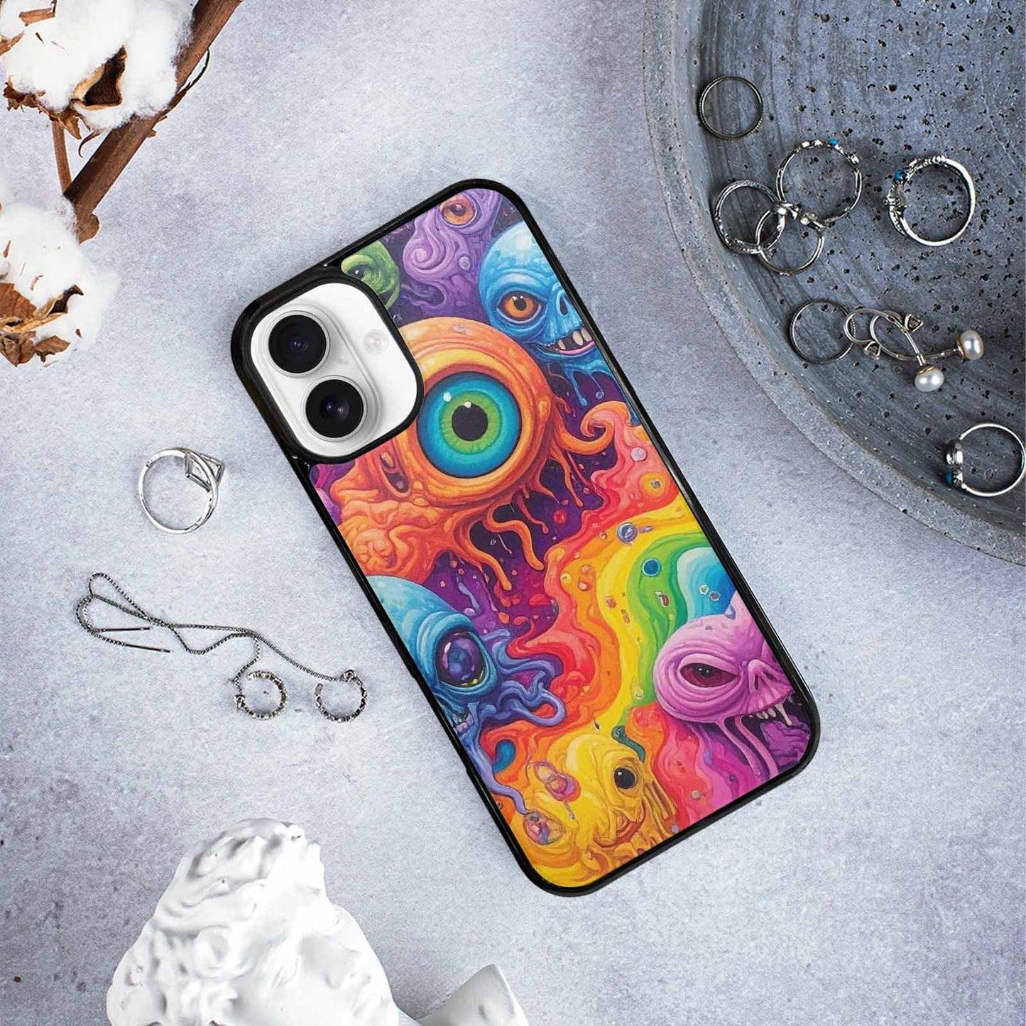 iPhone 16 Plus Case — Aliens Tie Dyemelting Aliens P, Custom Art Phone Cover
