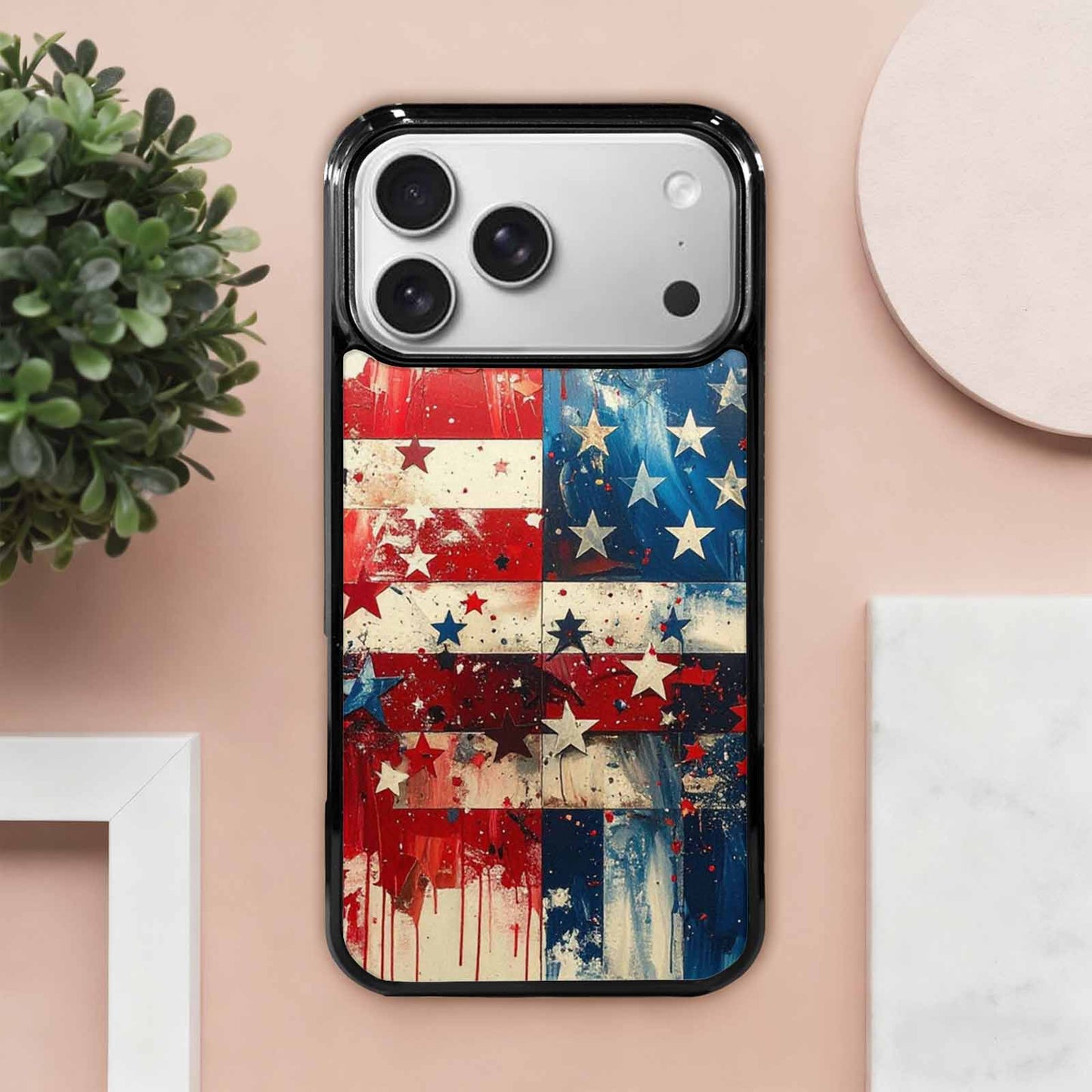 iPhone 17 Pro Max Case — Patriotic Stars And Stripes Galaxy Space, Unique Phone Case Design